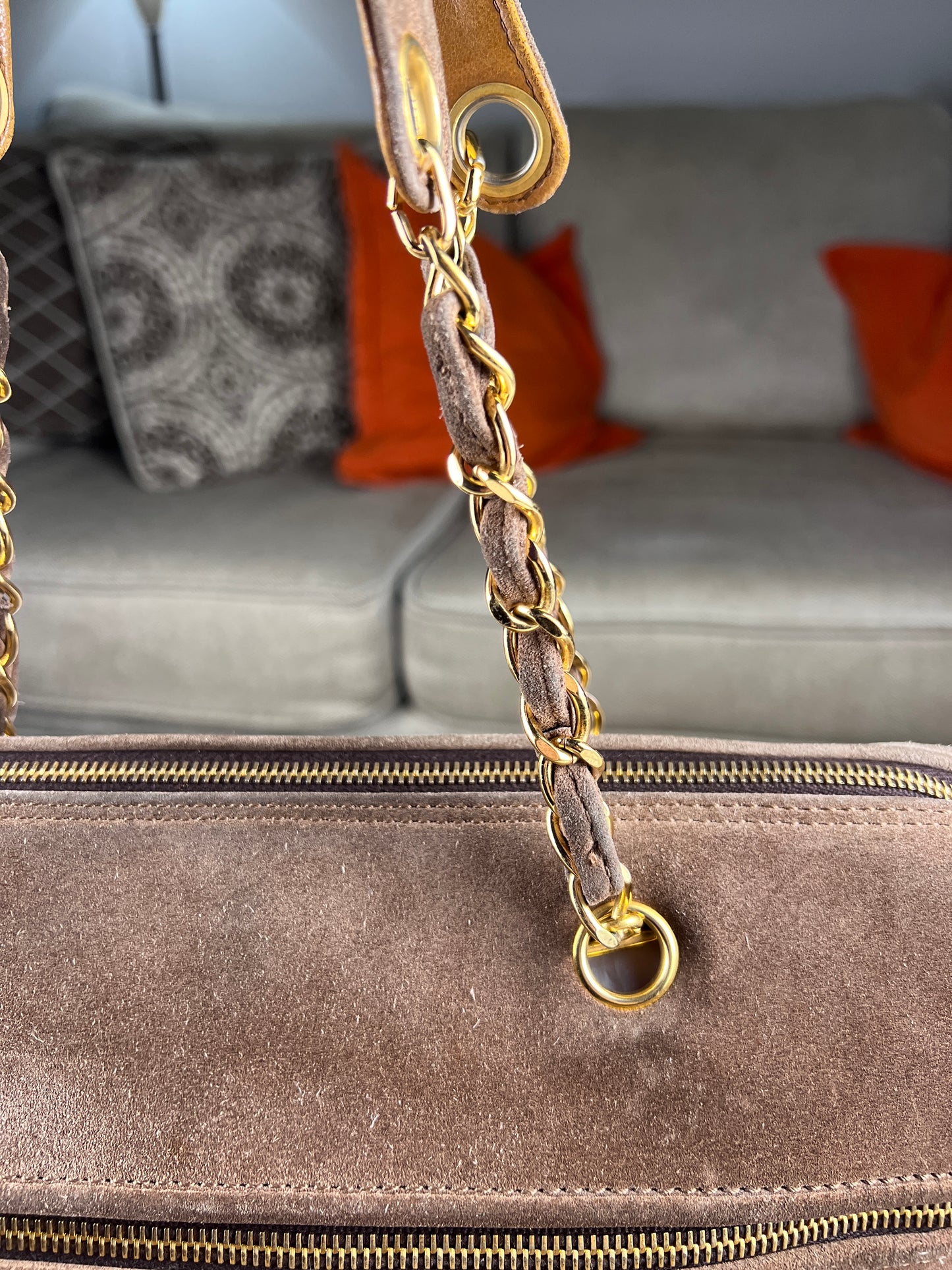 COCO MARK SUEDE TOTE BAG