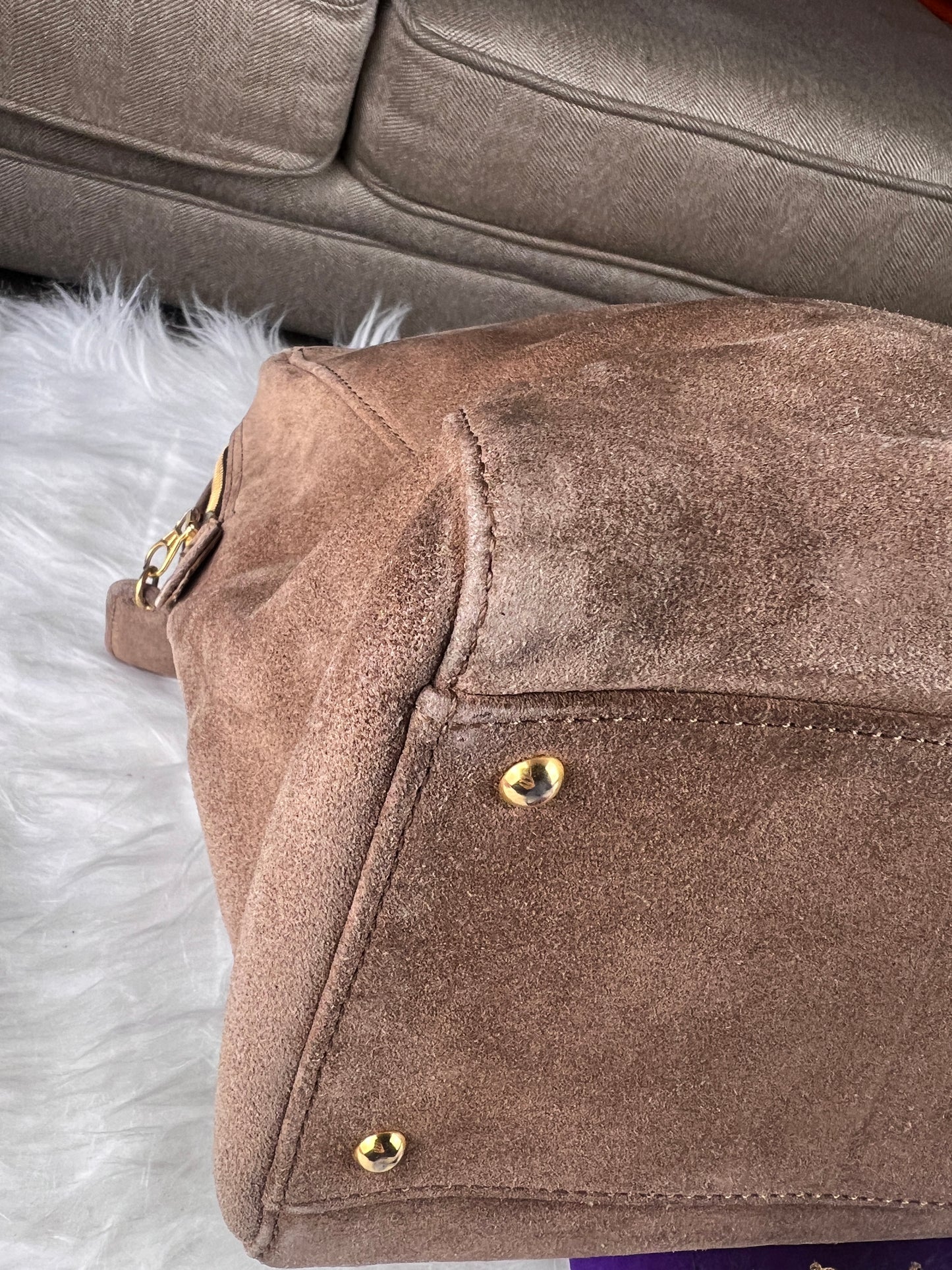 COCO MARK SUEDE TOTE BAG