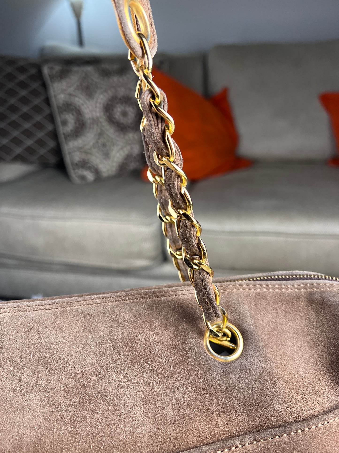 COCO MARK SUEDE TOTE BAG