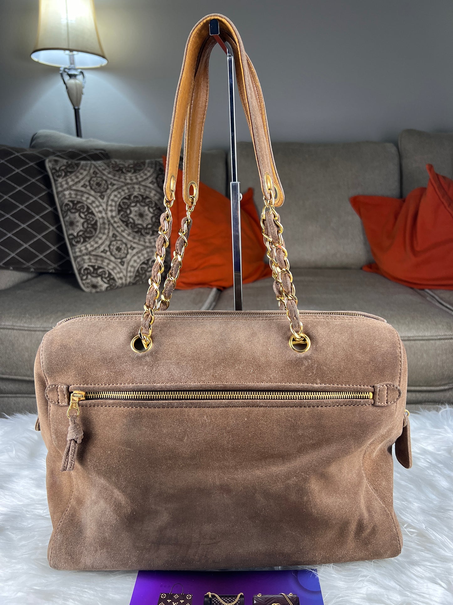 COCO MARK SUEDE TOTE BAG