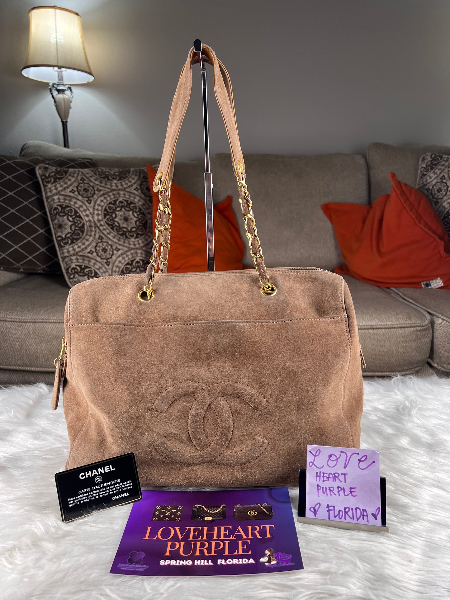 COCO MARK SUEDE TOTE BAG