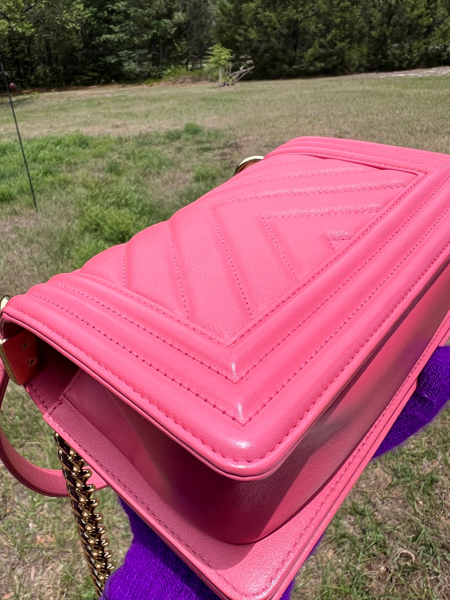 BOY FLAP CHEVRON CALFSKIN SMALL PINK
