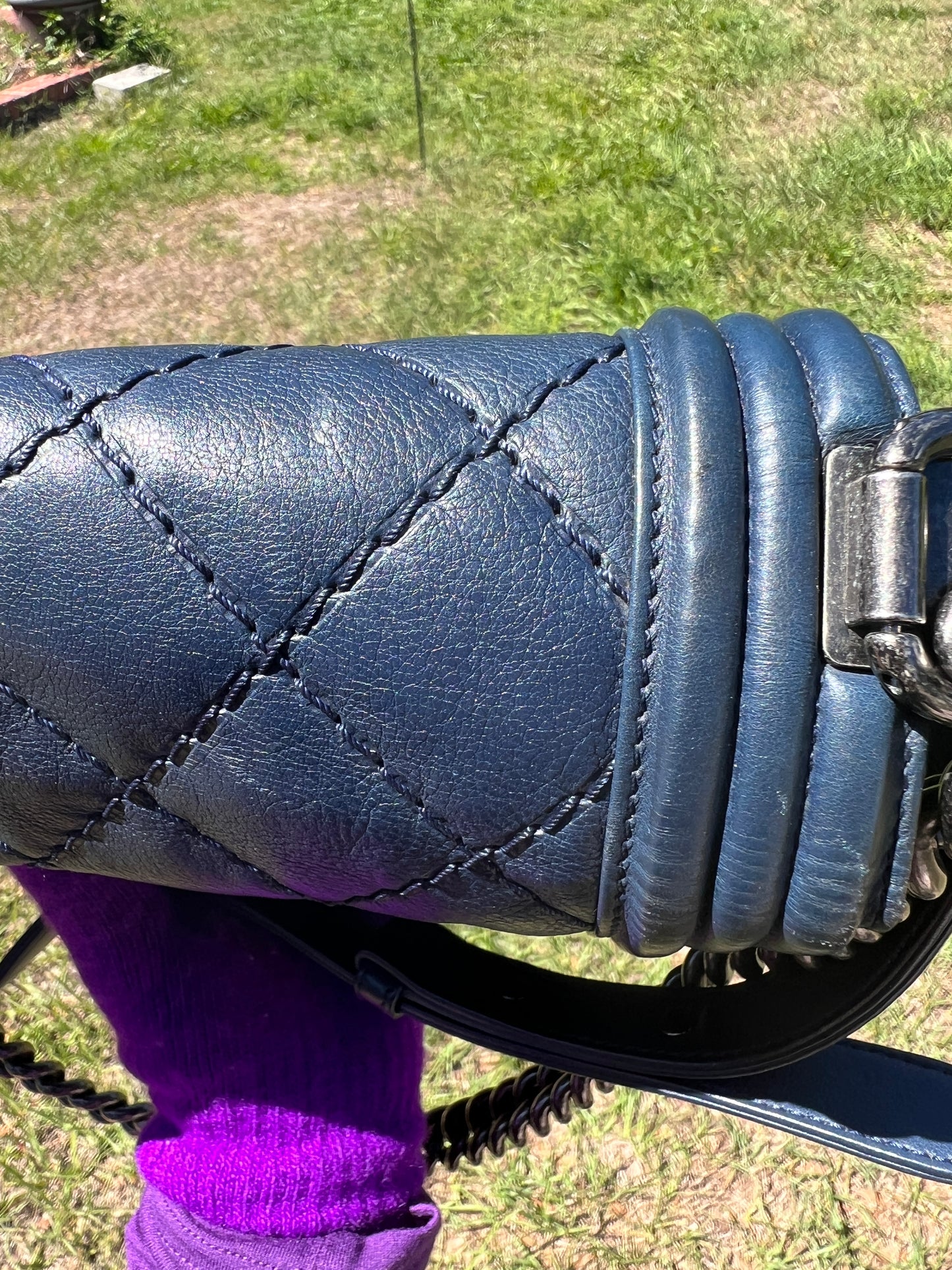 BOY FLAP CALFSKIN MEDIUM NM NAVY