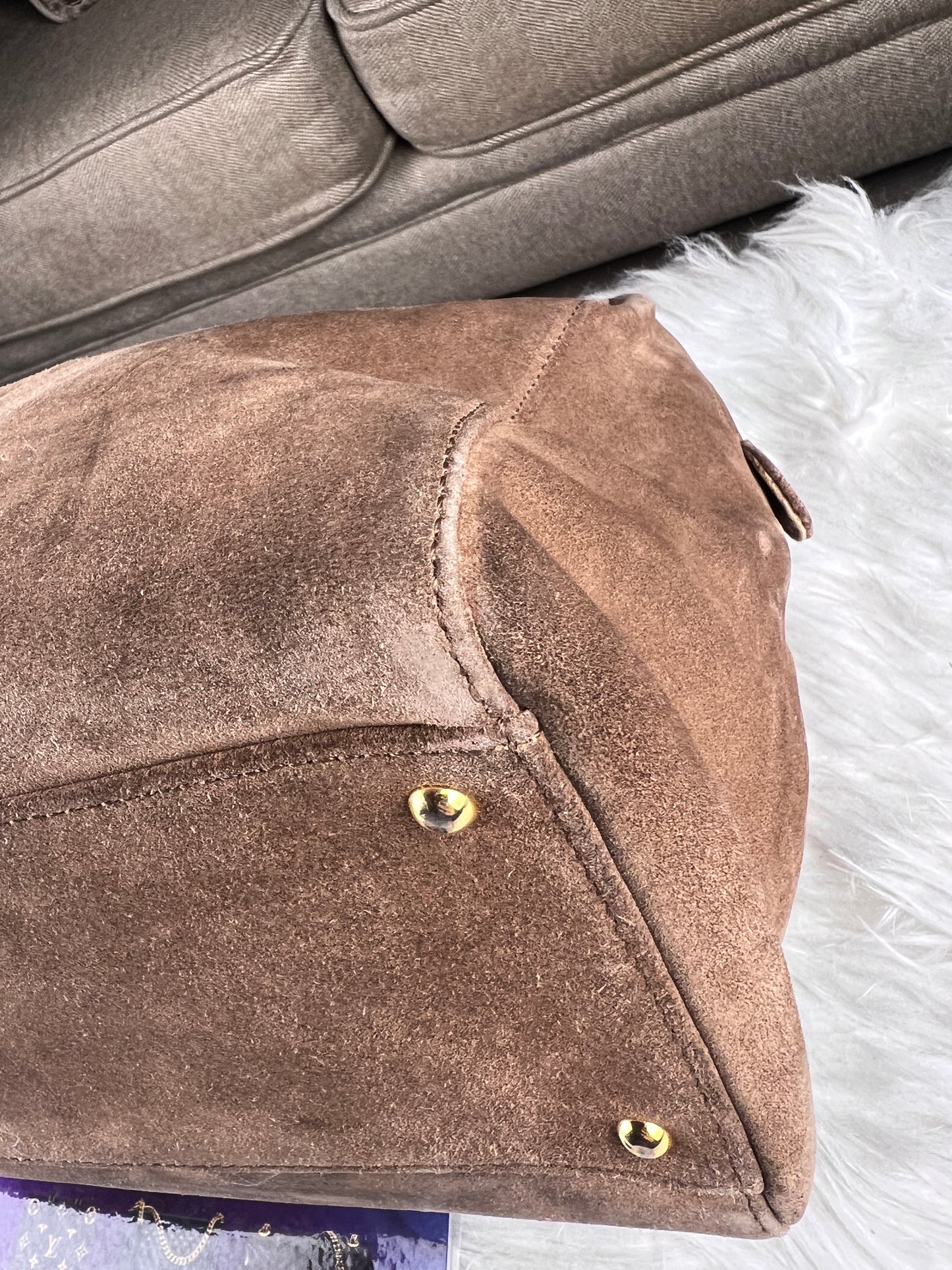 COCO MARK SUEDE TOTE BAG