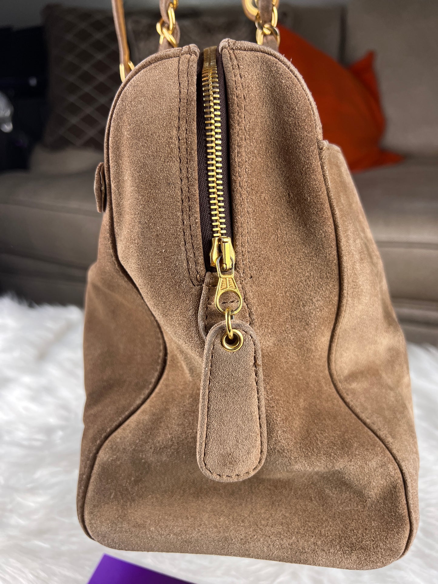 COCO MARK SUEDE TOTE BAG