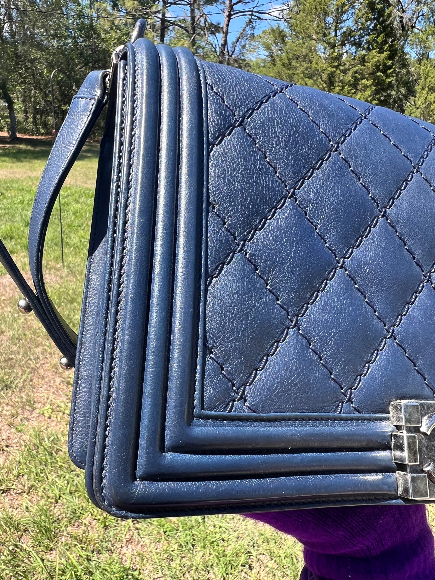 BOY FLAP CALFSKIN MEDIUM NM NAVY