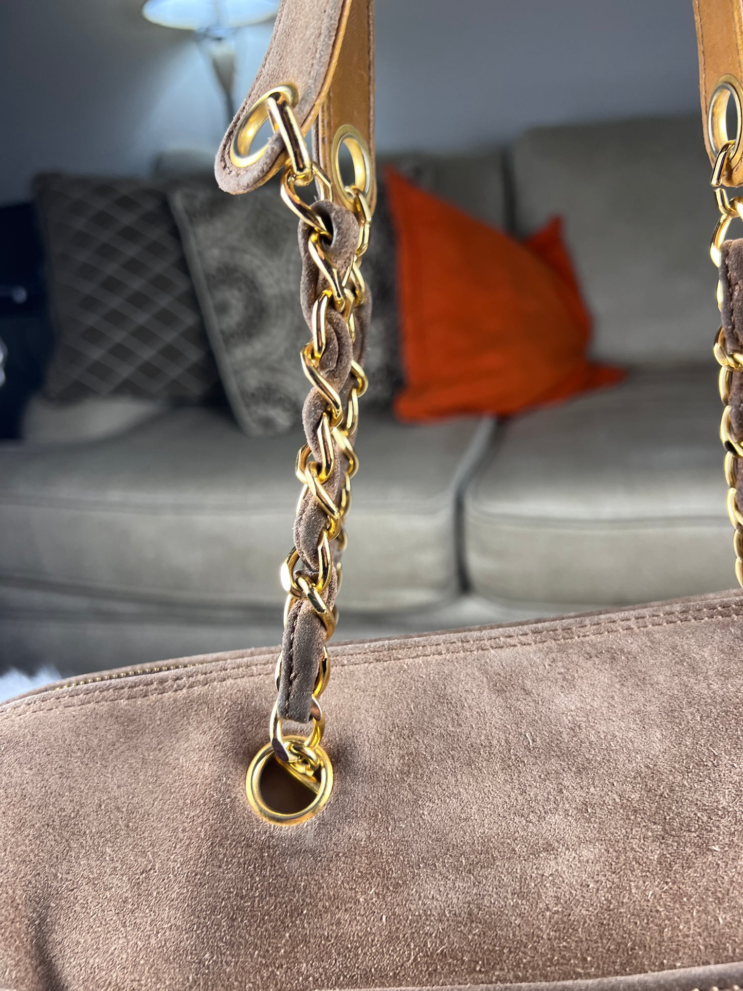 COCO MARK SUEDE TOTE BAG