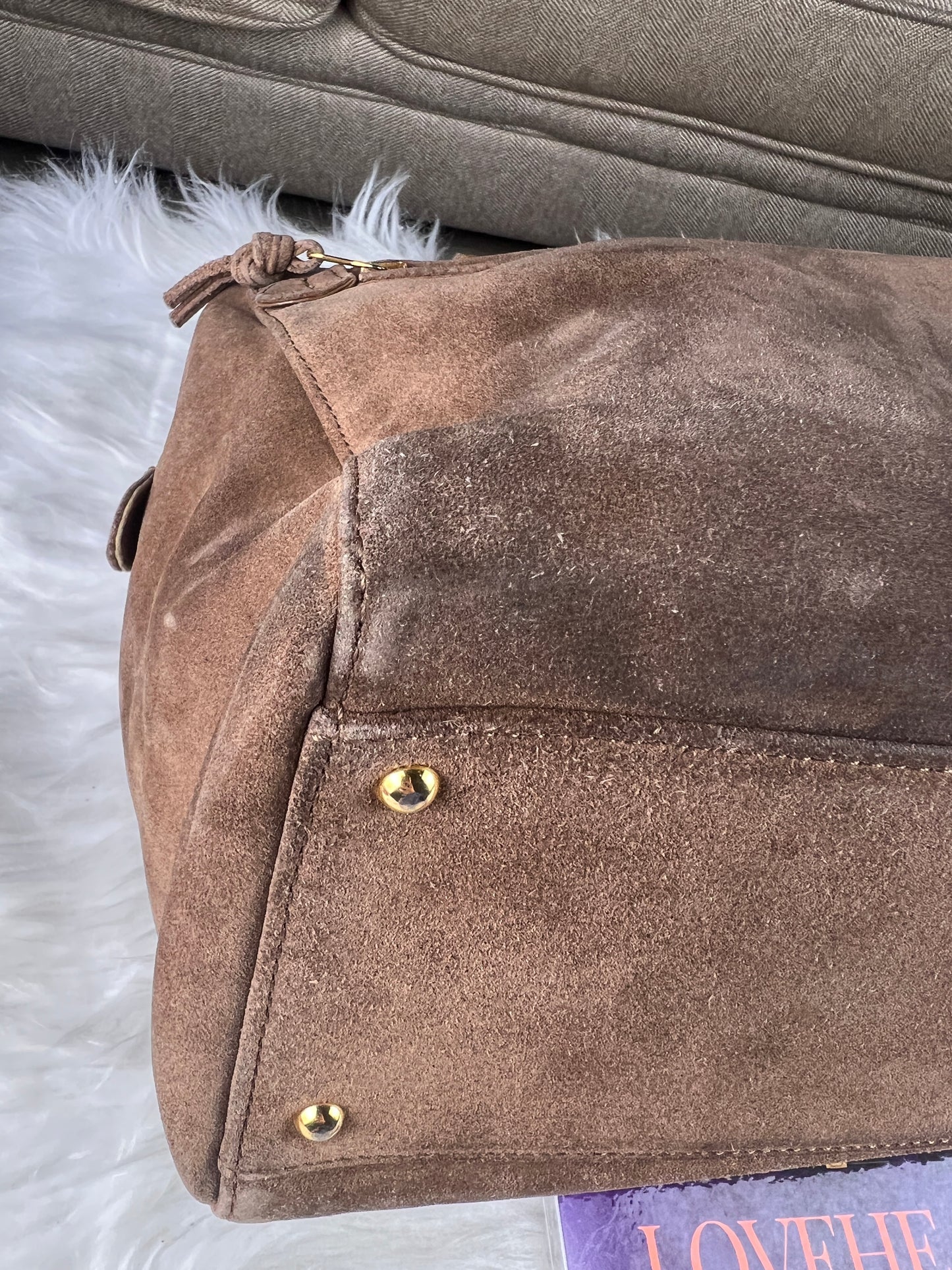 COCO MARK SUEDE TOTE BAG