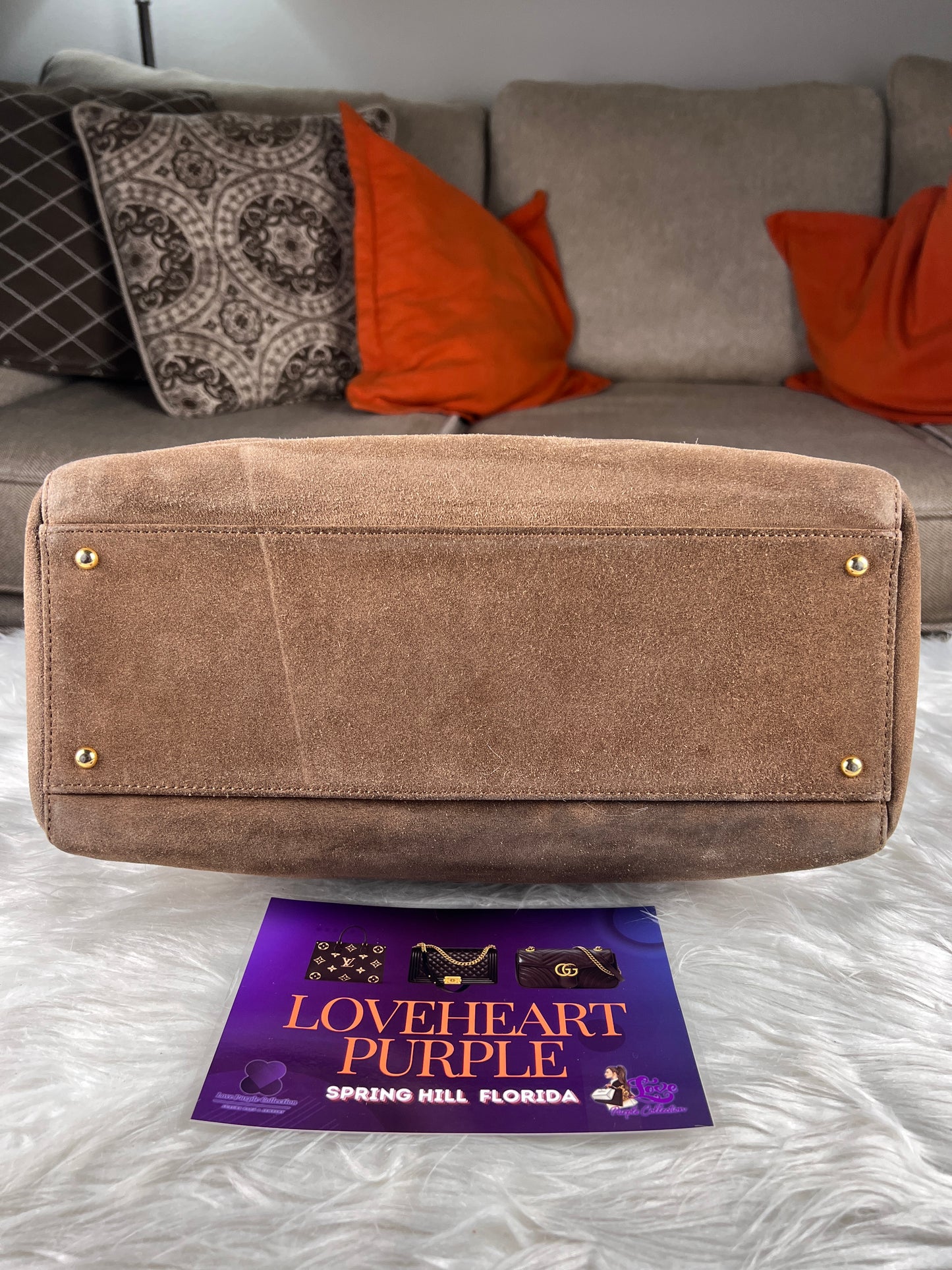 COCO MARK SUEDE TOTE BAG