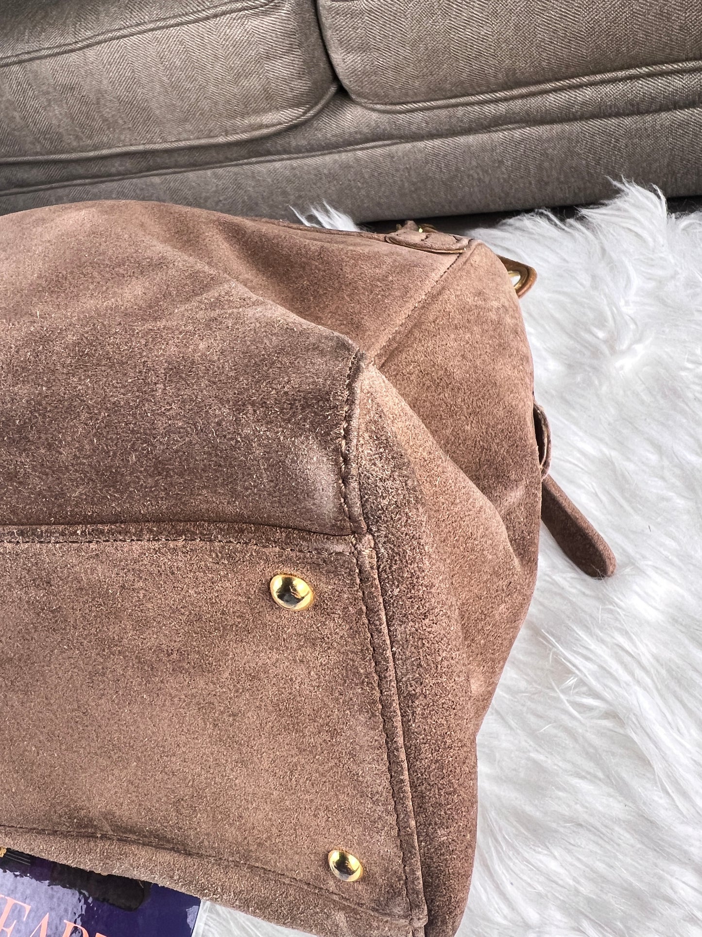 COCO MARK SUEDE TOTE BAG