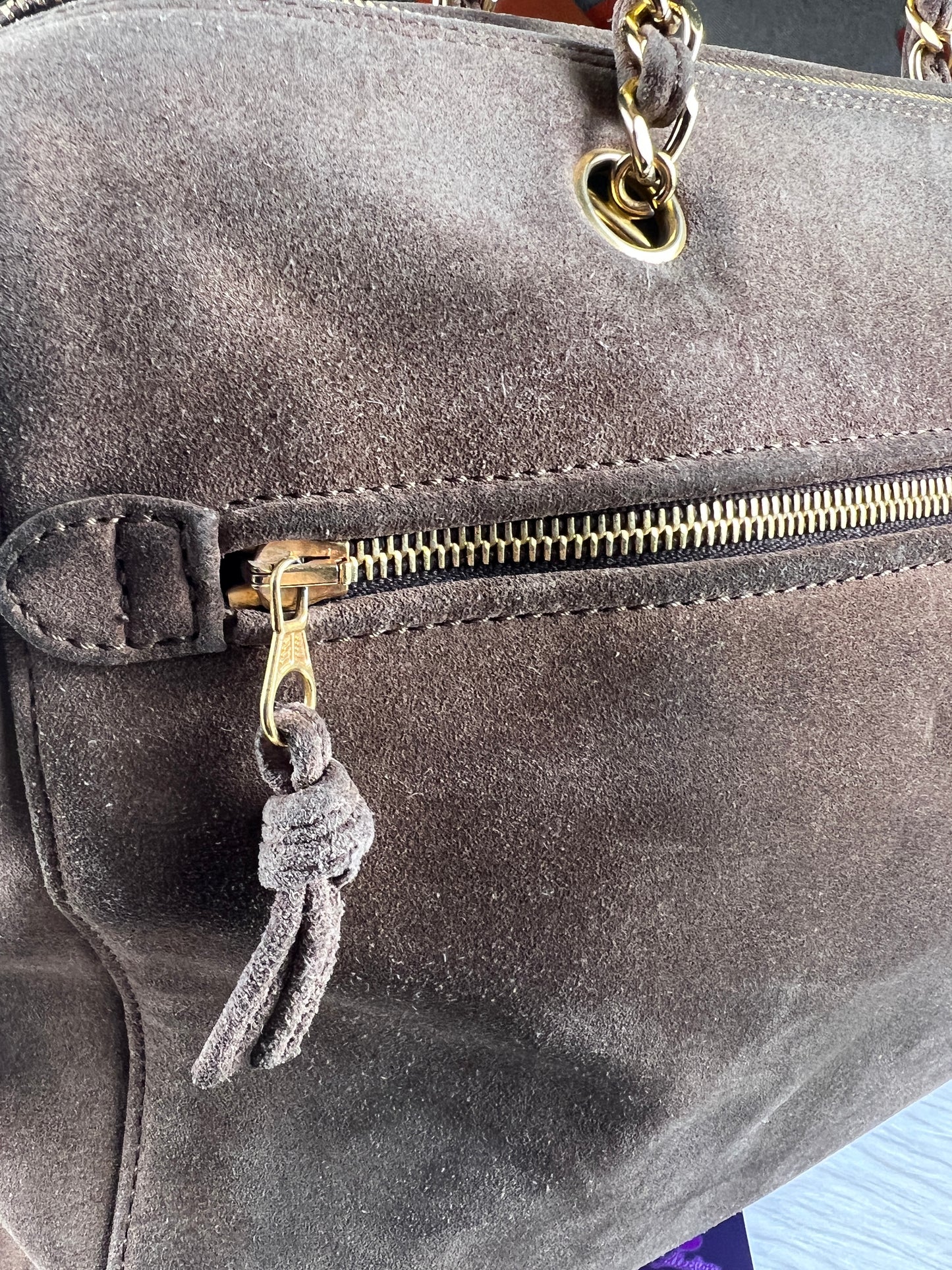 COCO MARK SUEDE TOTE BAG