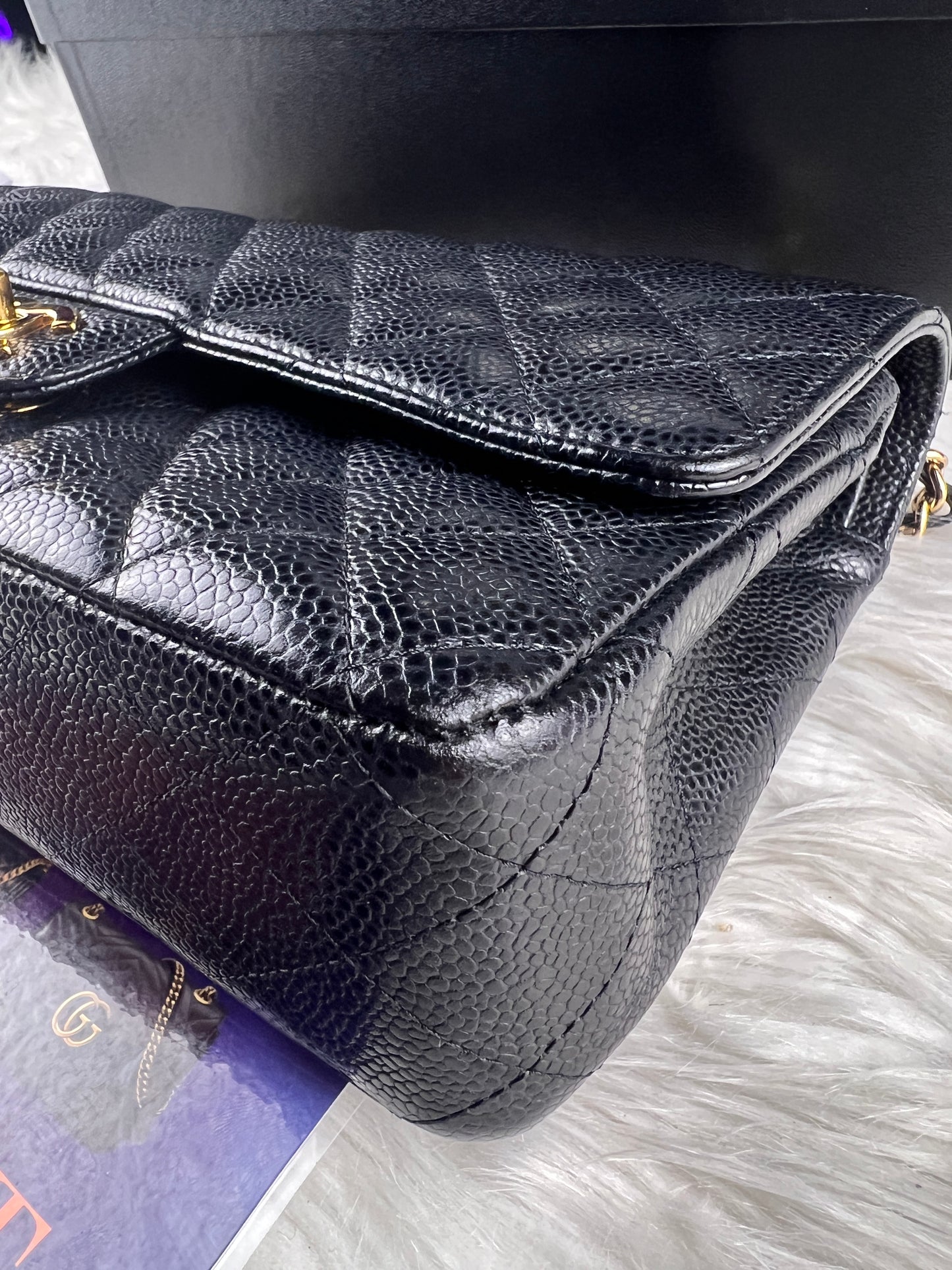 MEDIUM DOUBLE FLAP CAVIAR GHW