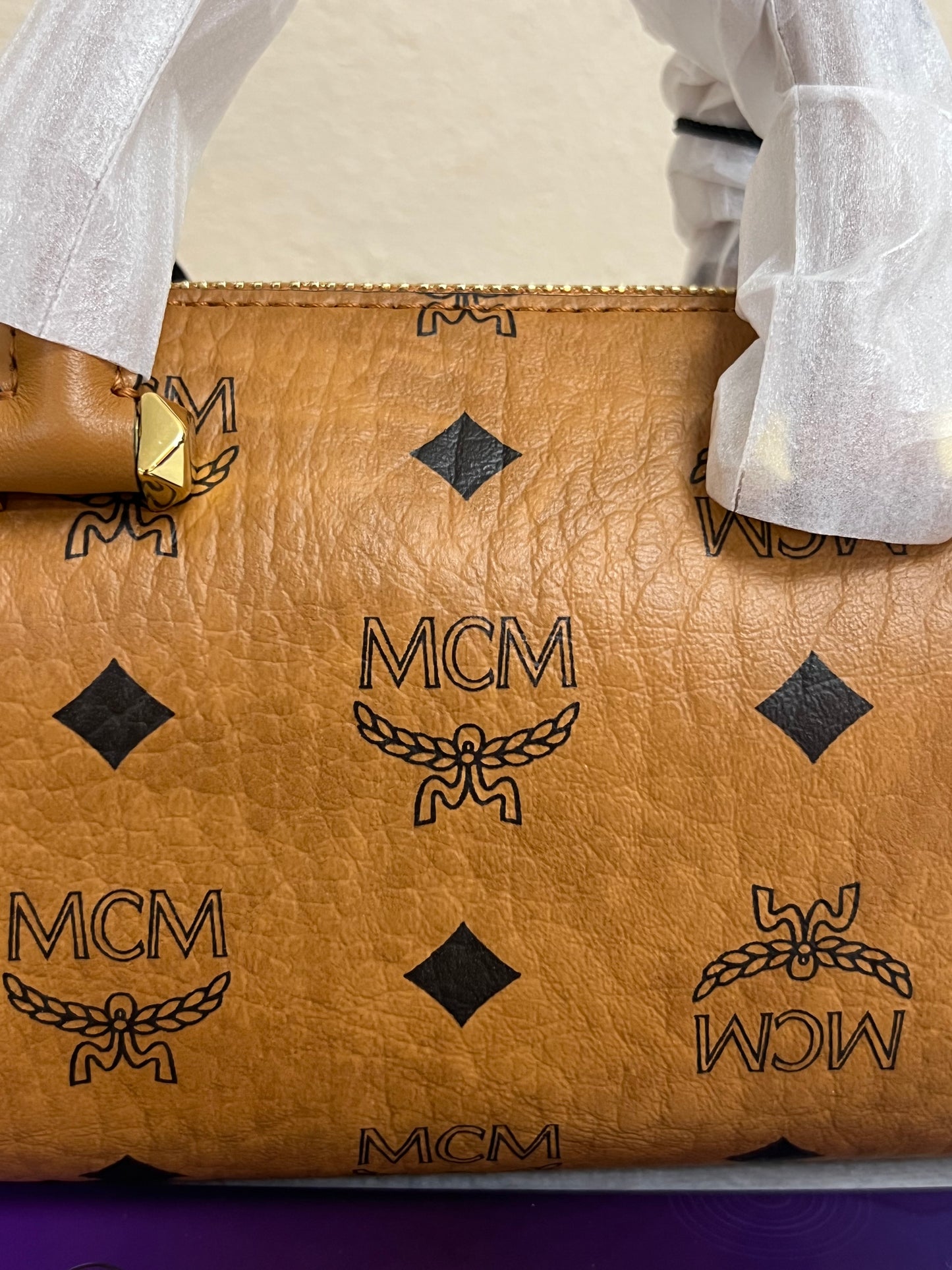 MCM MINI BOSTON COGNAC