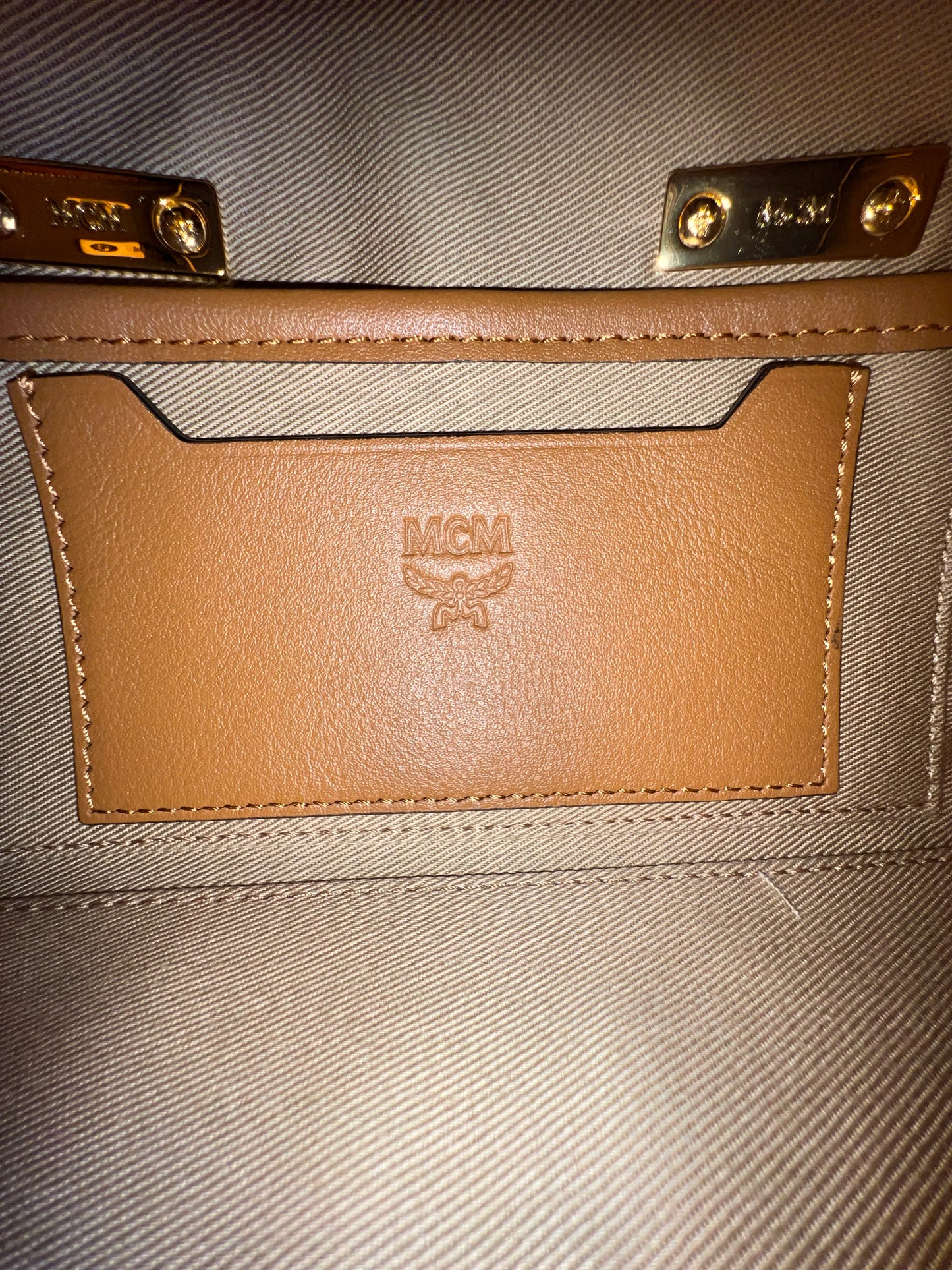 MCM MINI BOSTON COGNAC