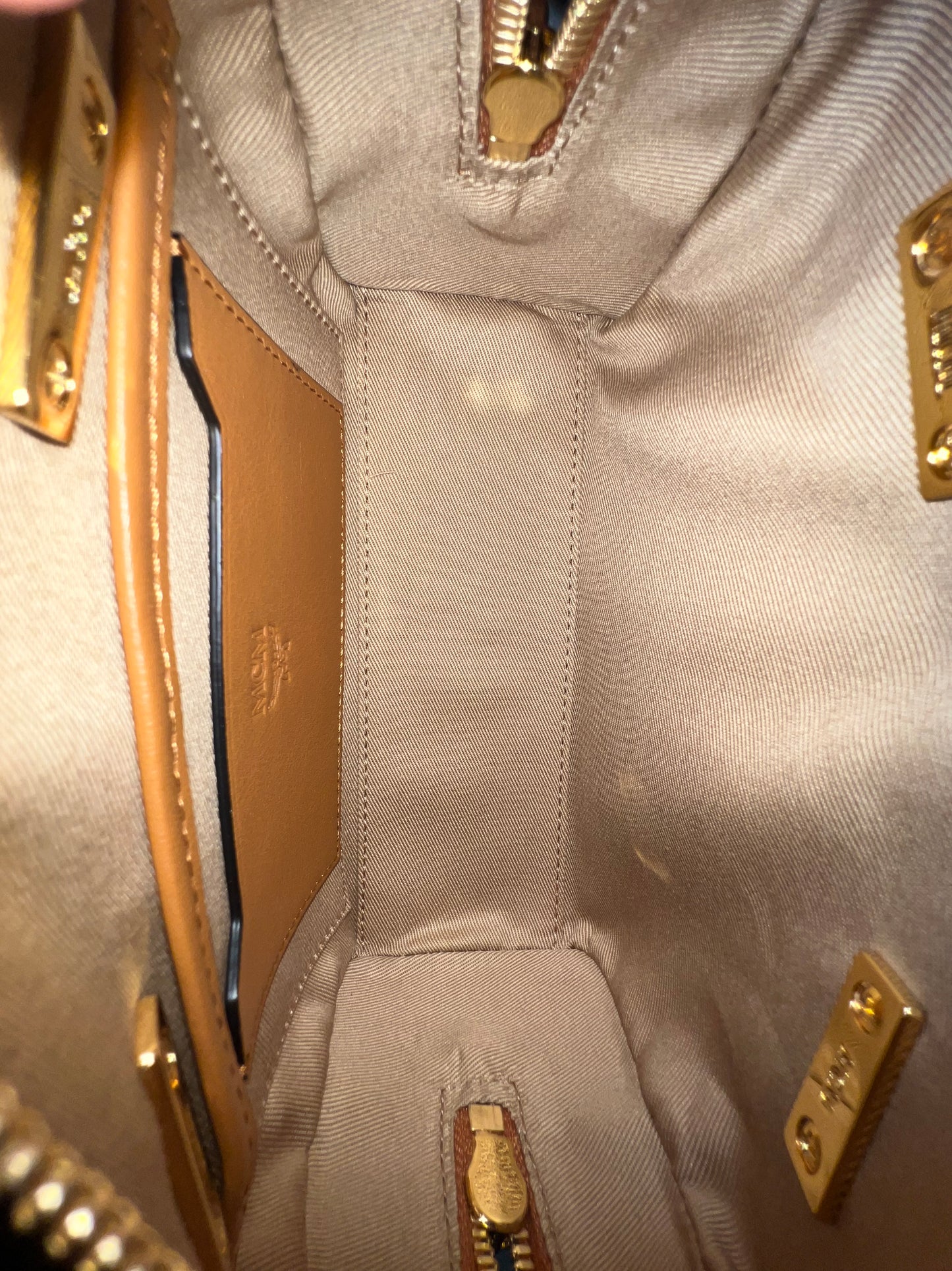 MCM MINI BOSTON COGNAC
