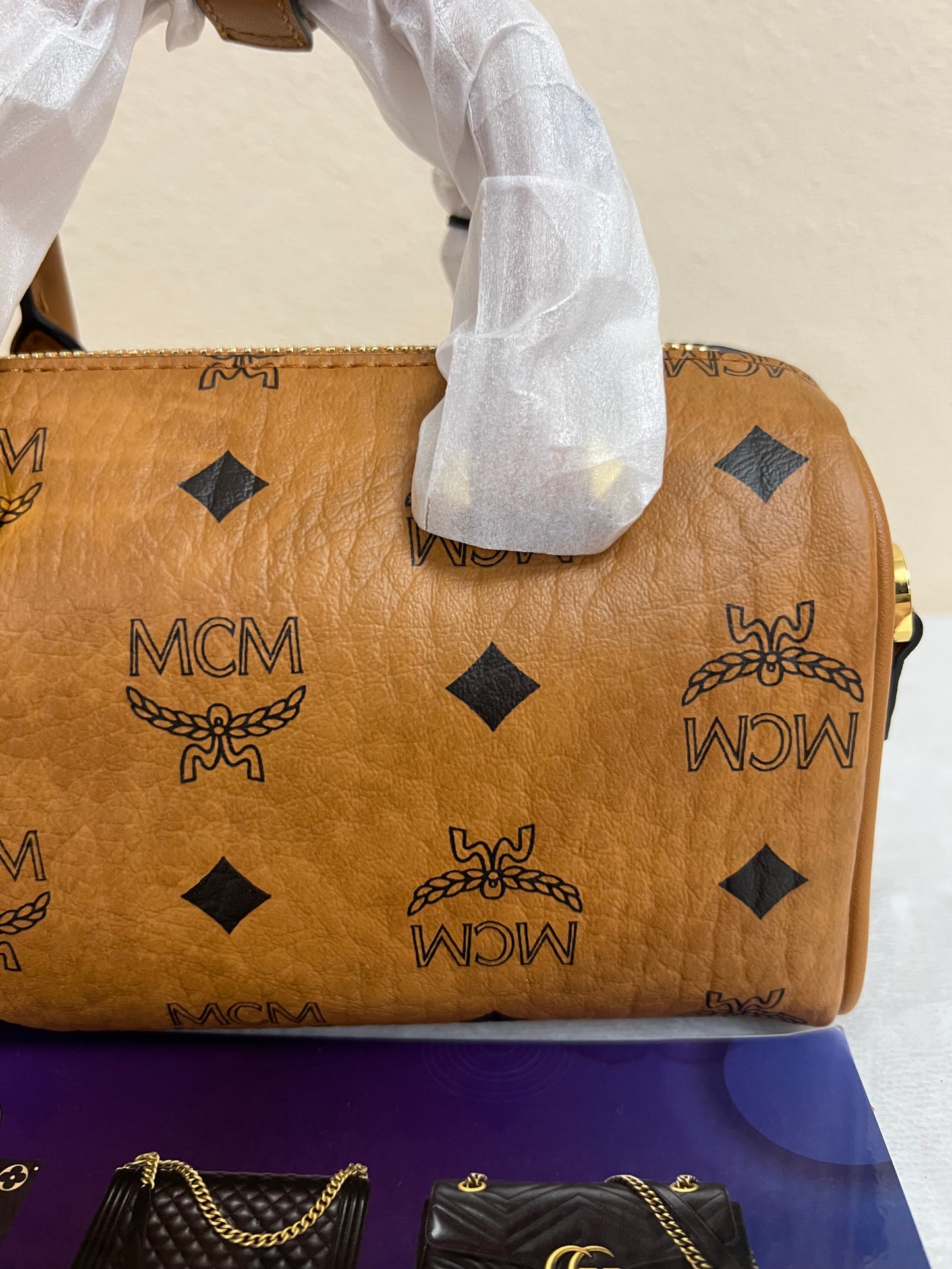 MCM MINI BOSTON COGNAC