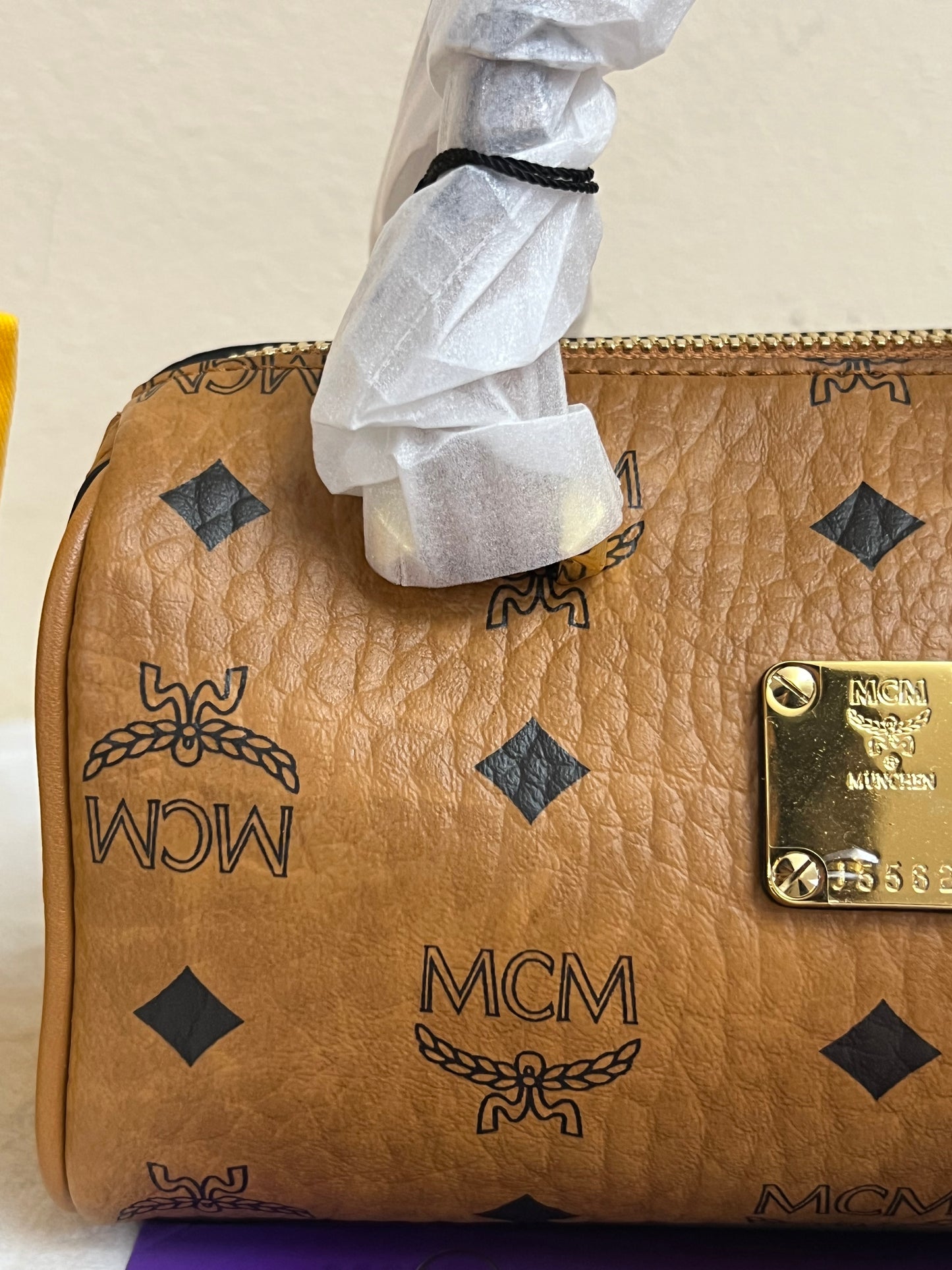 MCM MINI BOSTON COGNAC