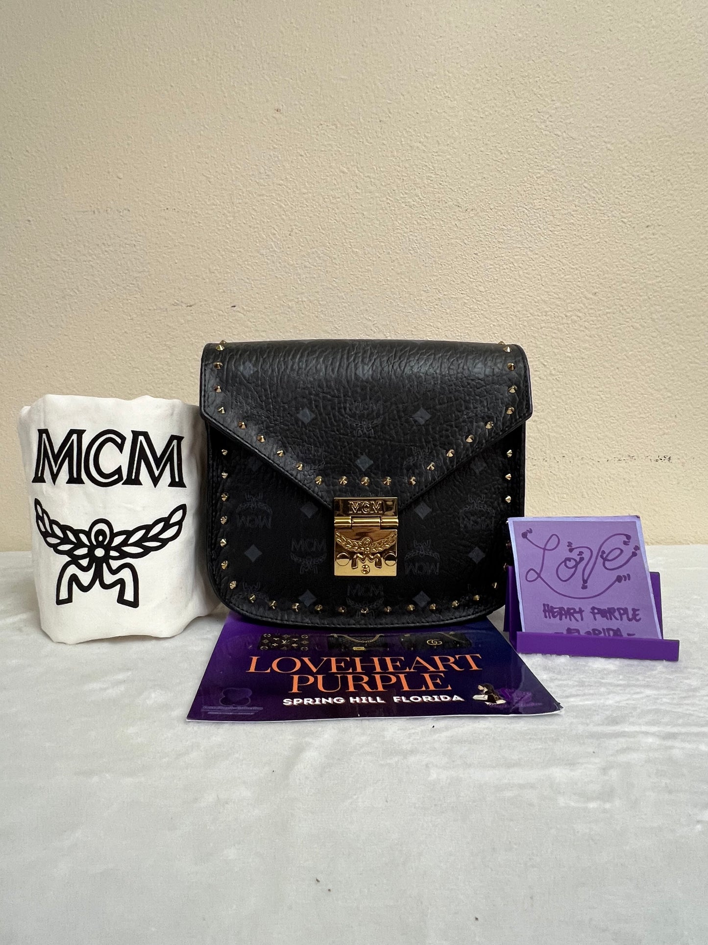 MCM PATRICIA STUDDED BLACK