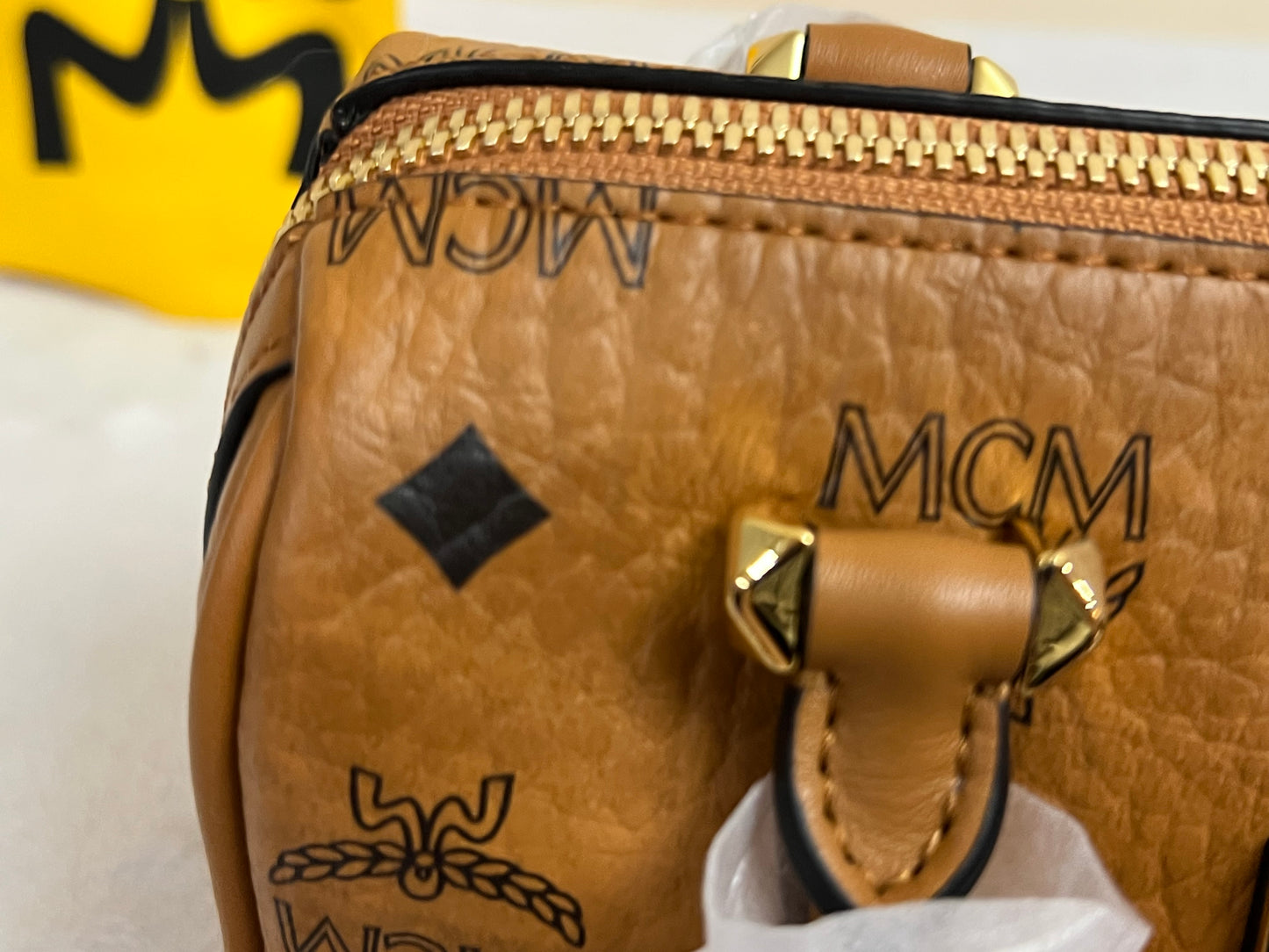 MCM MINI BOSTON COGNAC