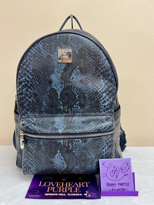 MCM BAGPACK SNAKESKIN LIMITED EDITION BLUE