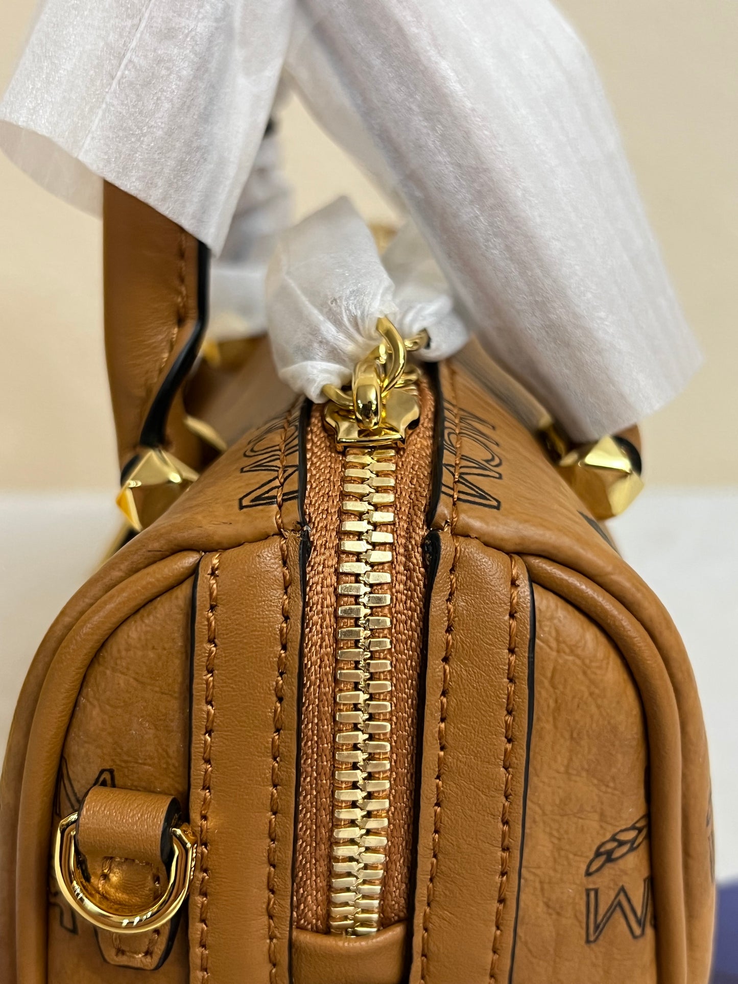 MCM MINI BOSTON COGNAC