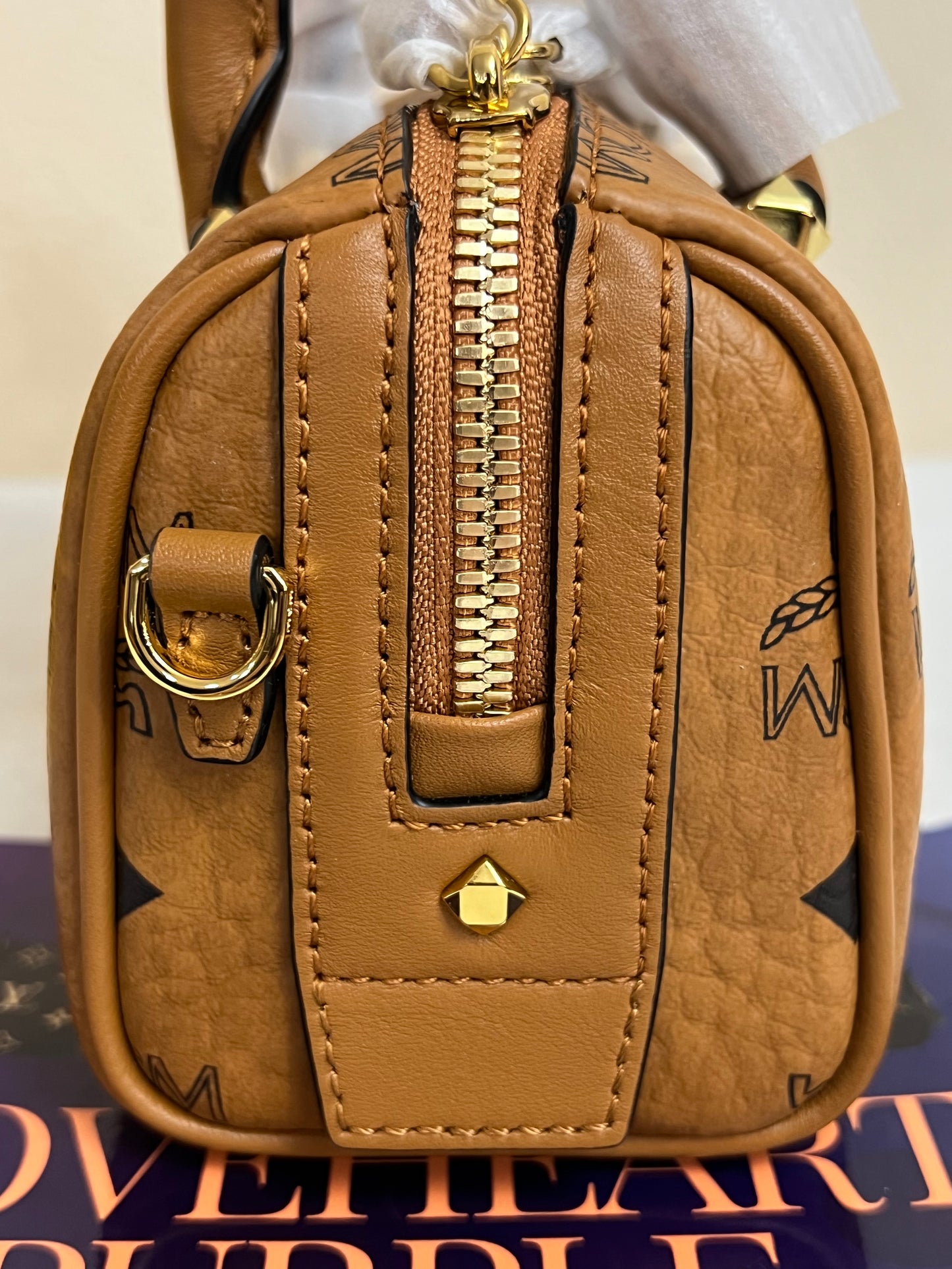 MCM MINI BOSTON COGNAC