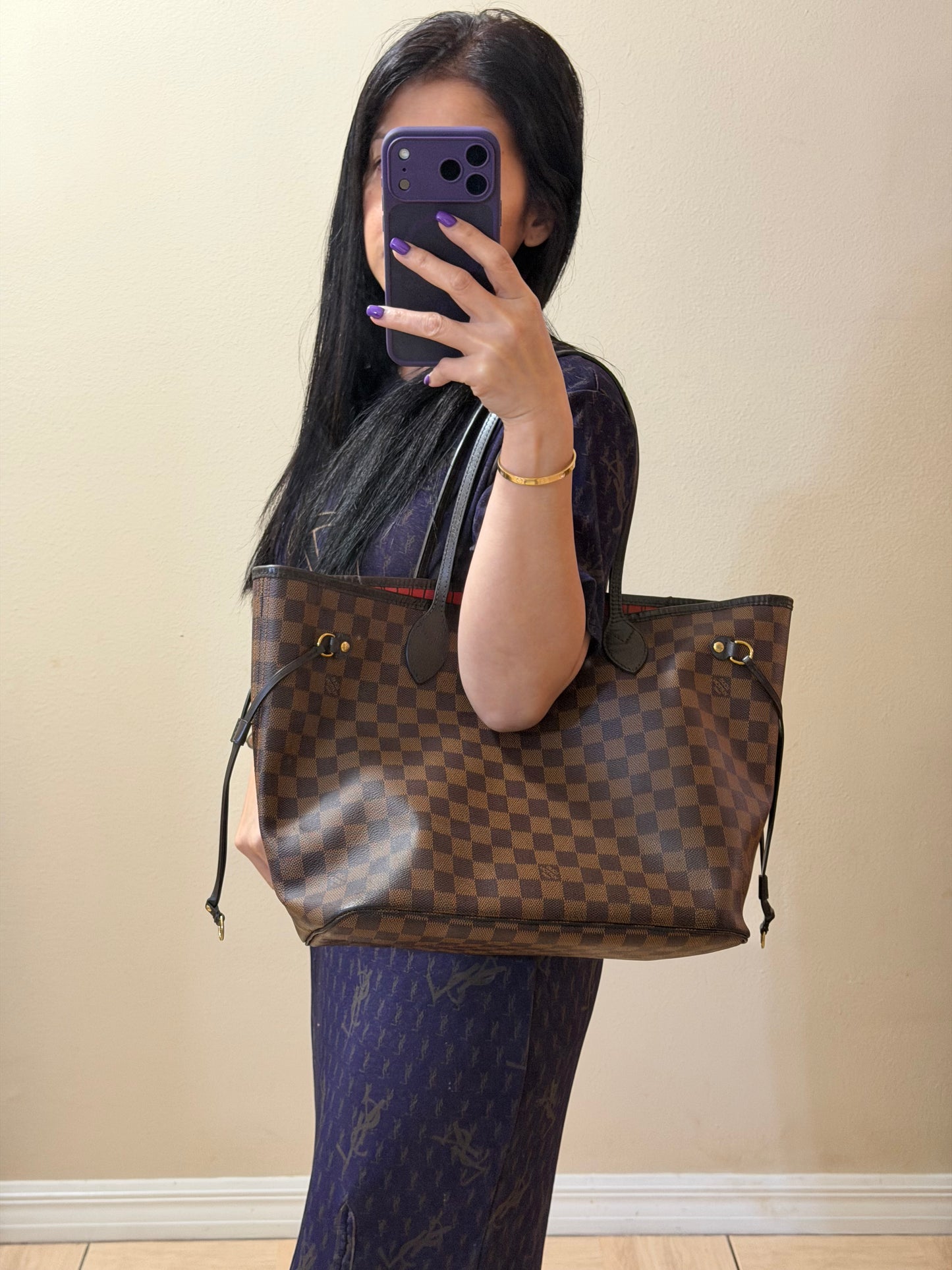 NEVERFULL MM W/ POUCH DAMIER EBENE