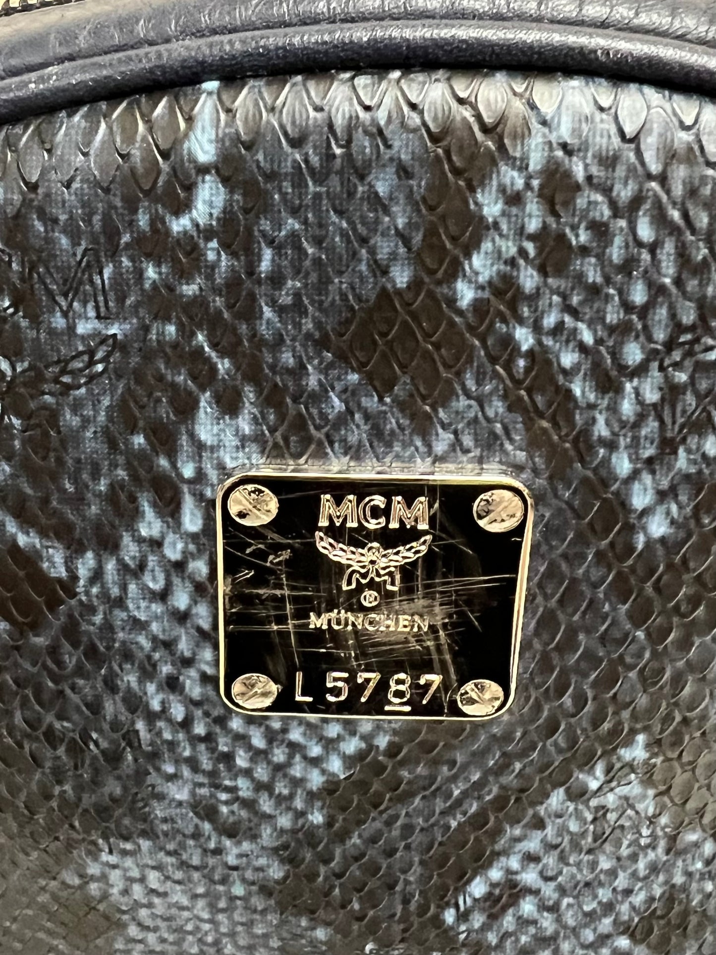 MCM BAGPACK SNAKESKIN LIMITED EDITION BLUE
