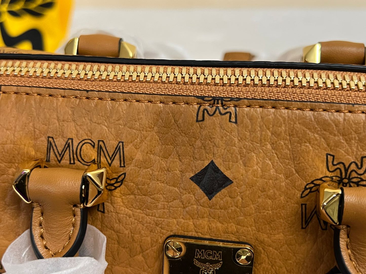 MCM MINI BOSTON COGNAC
