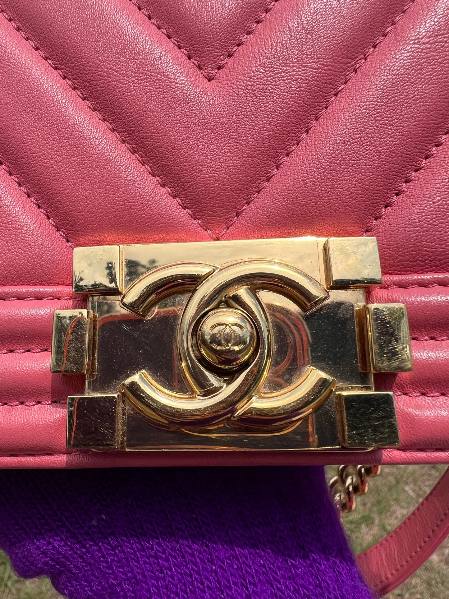 BOY FLAP CHEVRON CALFSKIN SMALL PINK