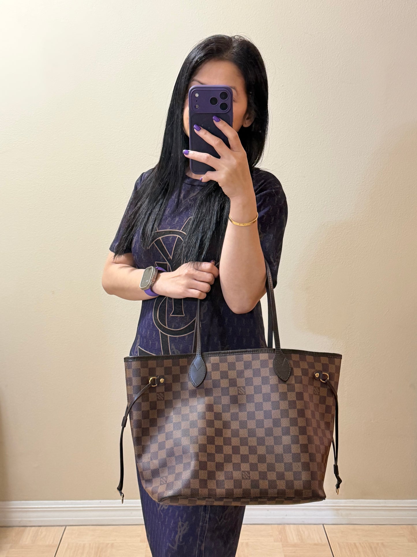 NEVERFULL MM W/ POUCH DAMIER EBENE