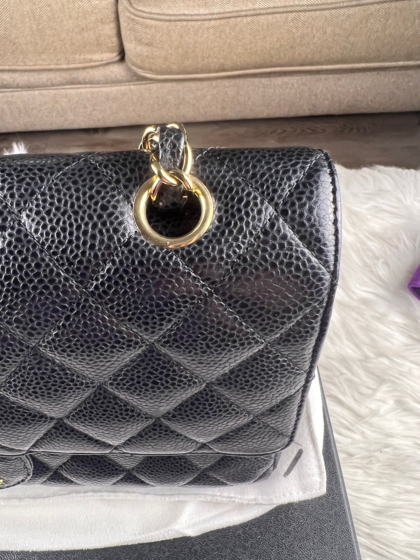 MEDIUM DOUBLE FLAP CAVIAR GHW