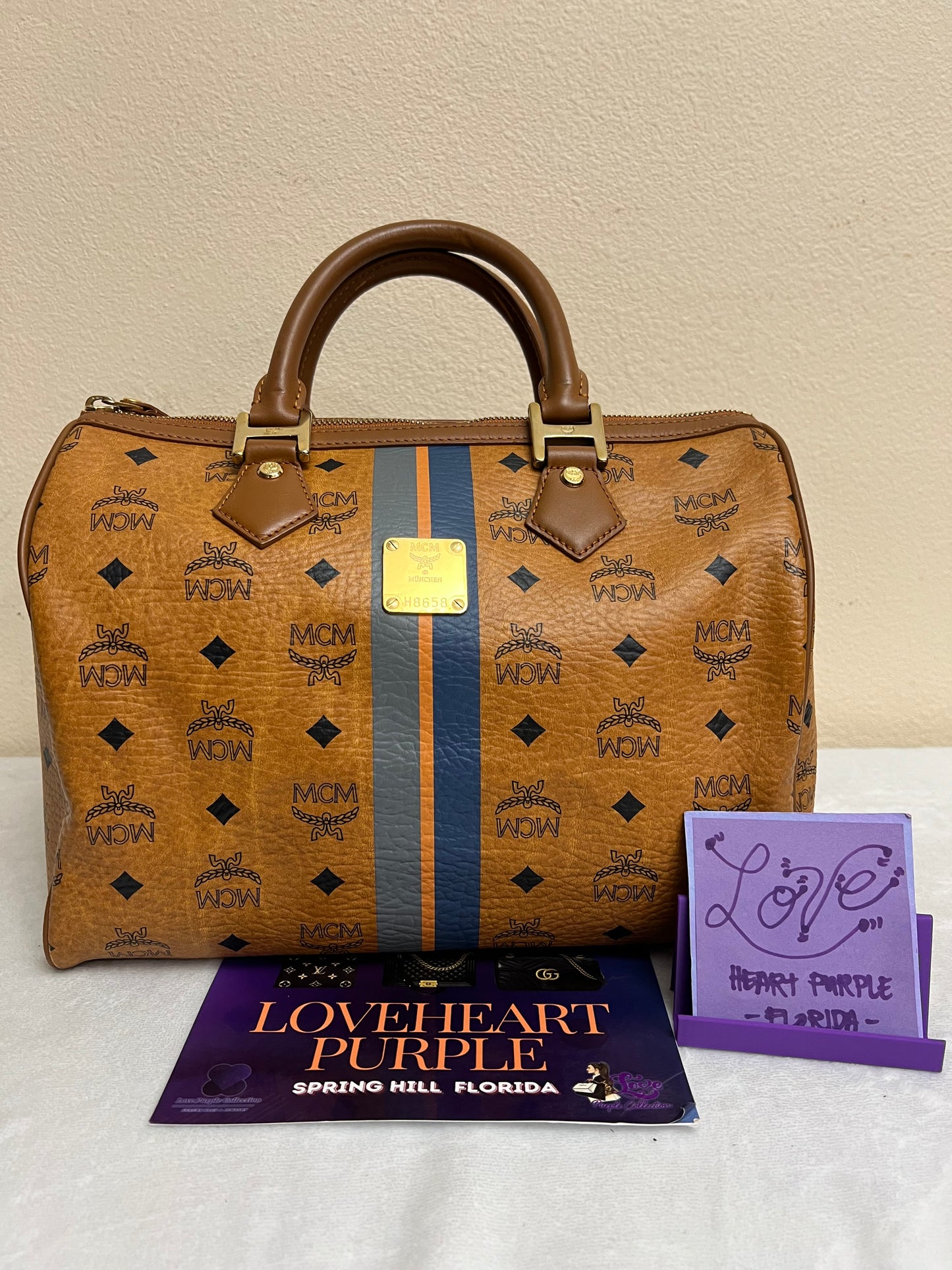 MCM BOSTON 30 COGNAC