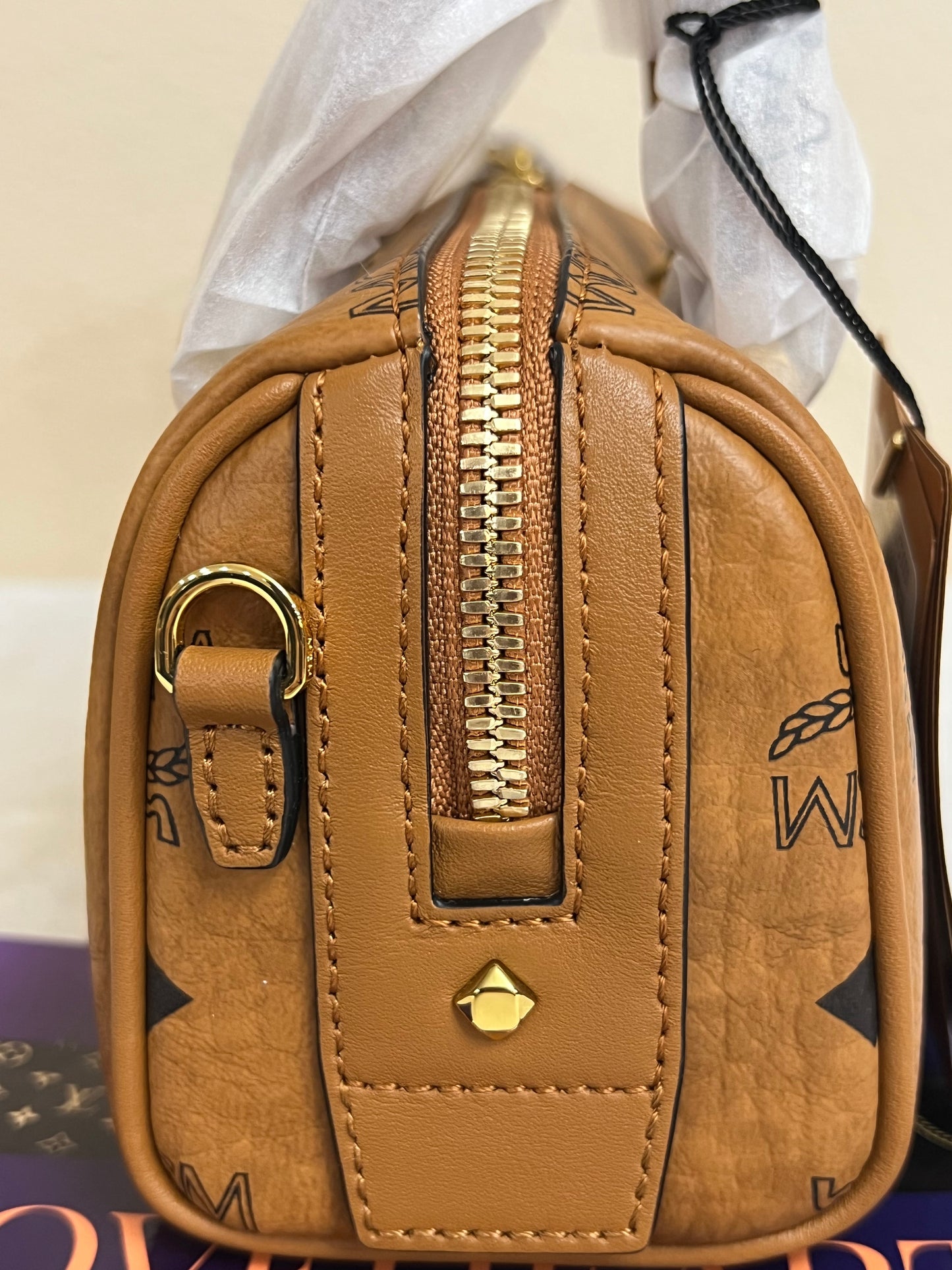 MCM MINI BOSTON COGNAC
