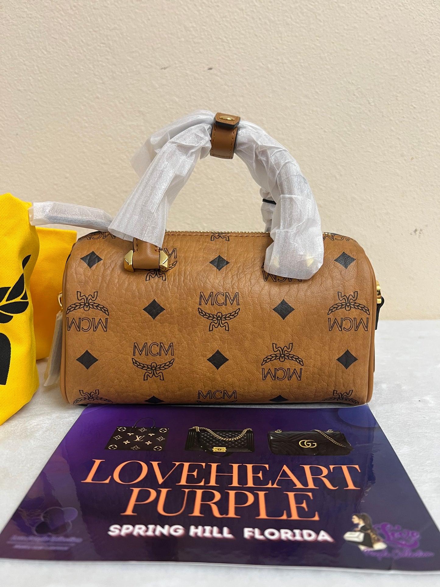 MCM MINI BOSTON COGNAC