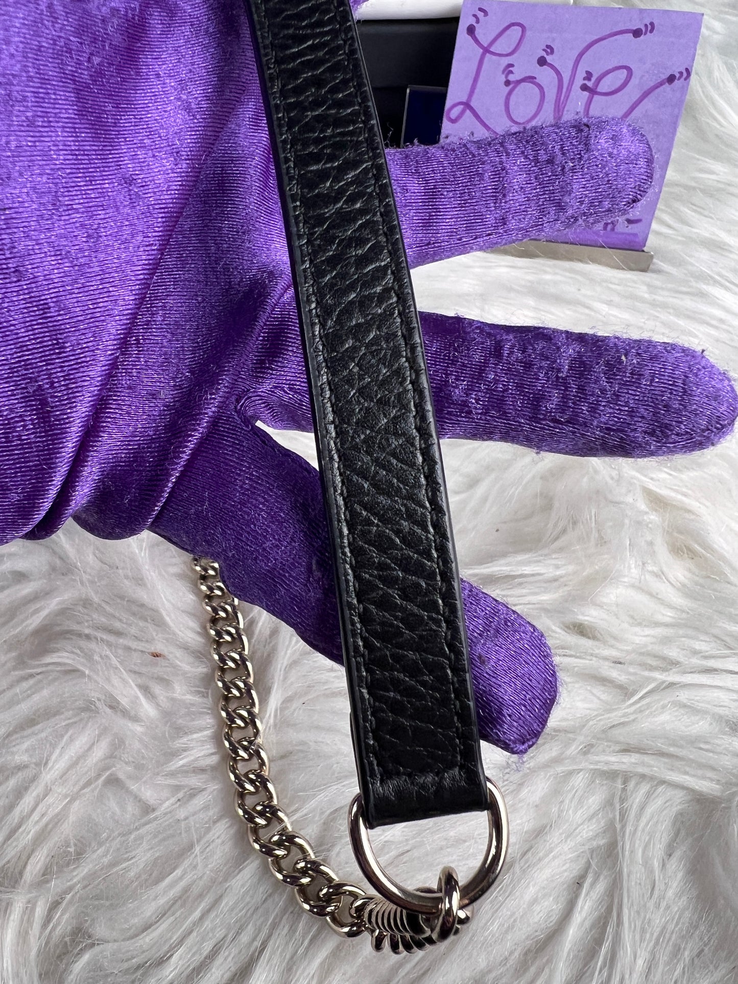 GUCCI INTERLOCKING WALLET ON CHAIN BLACK