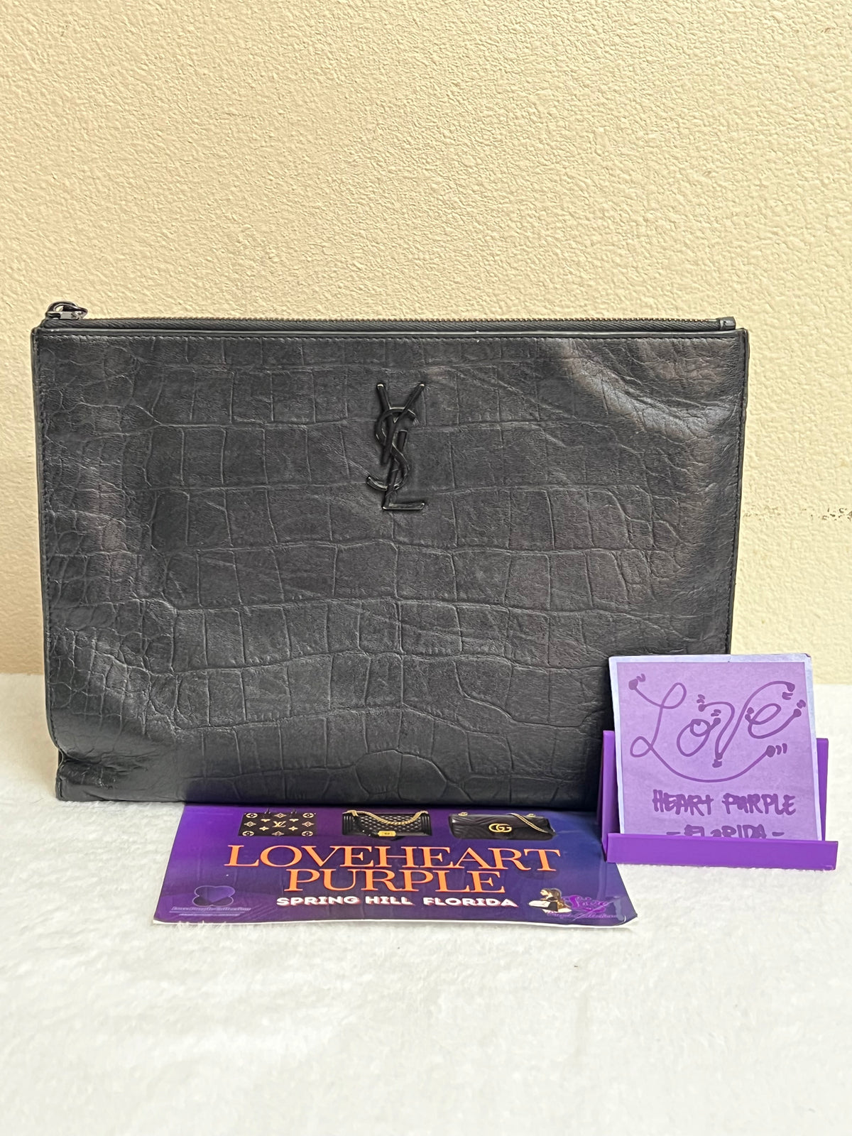 YSL CROC CLUTCH