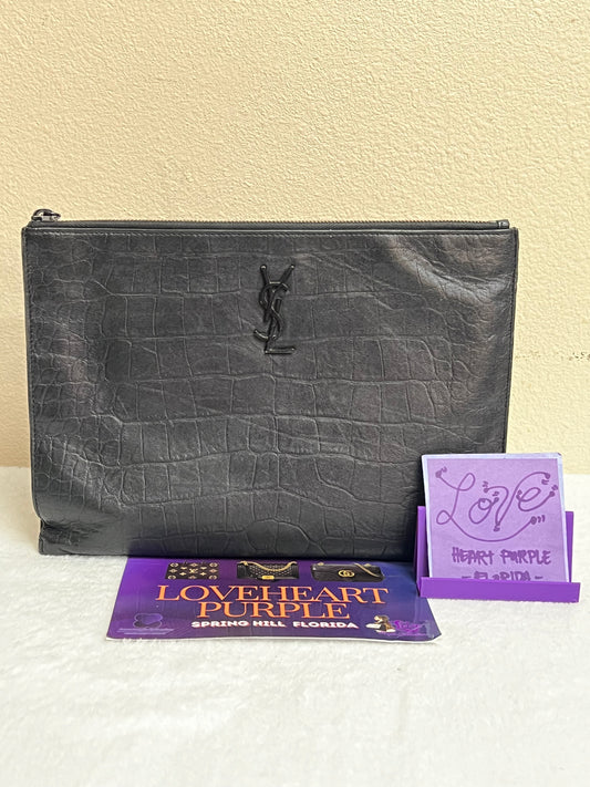 YSL CROC CLUTCH