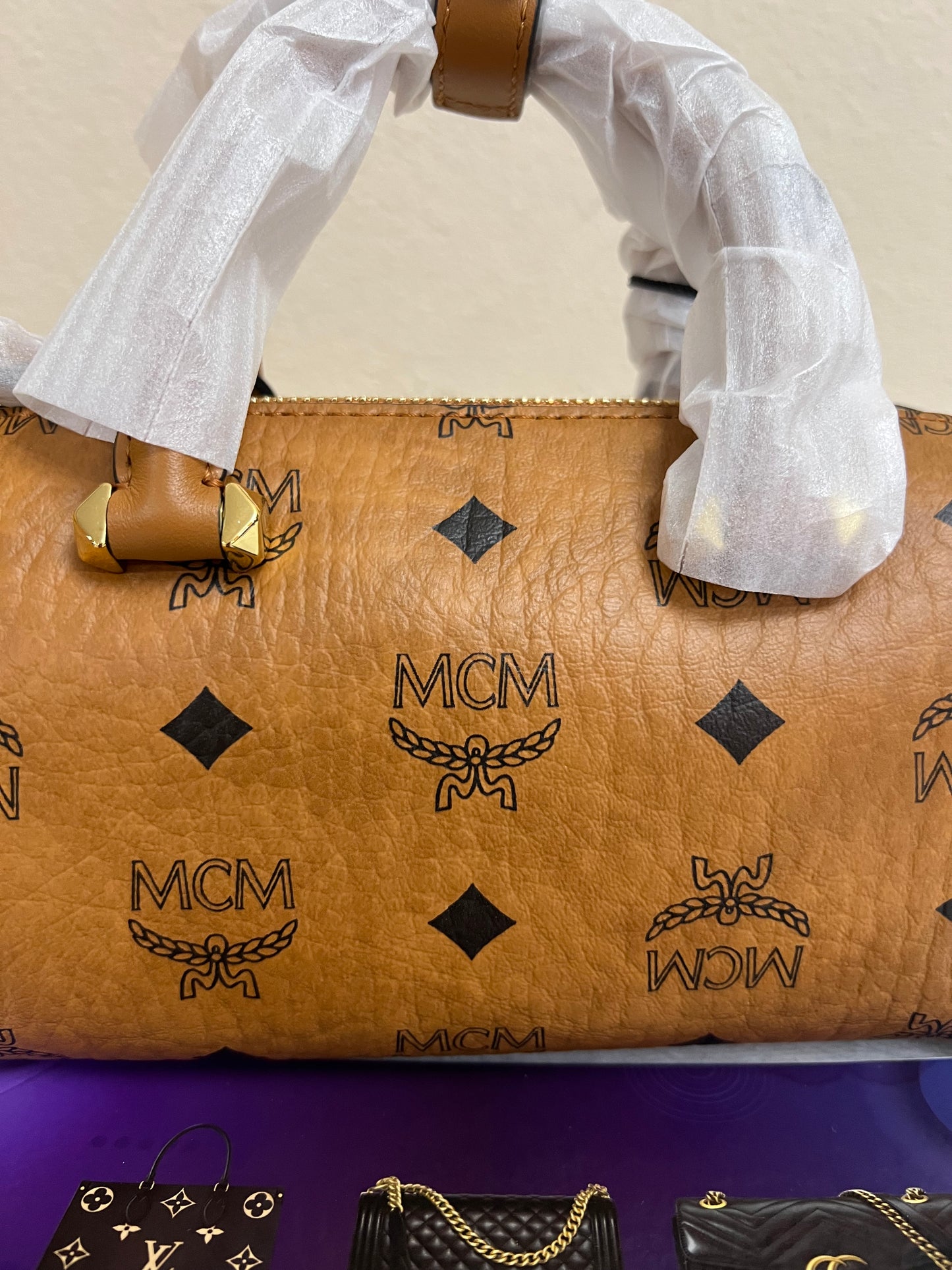 MCM MINI BOSTON COGNAC