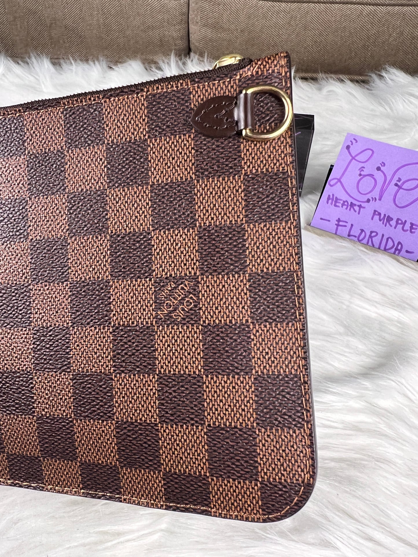 NEVERFULL POCHETTE MM DAMIER / RED INTERIOR