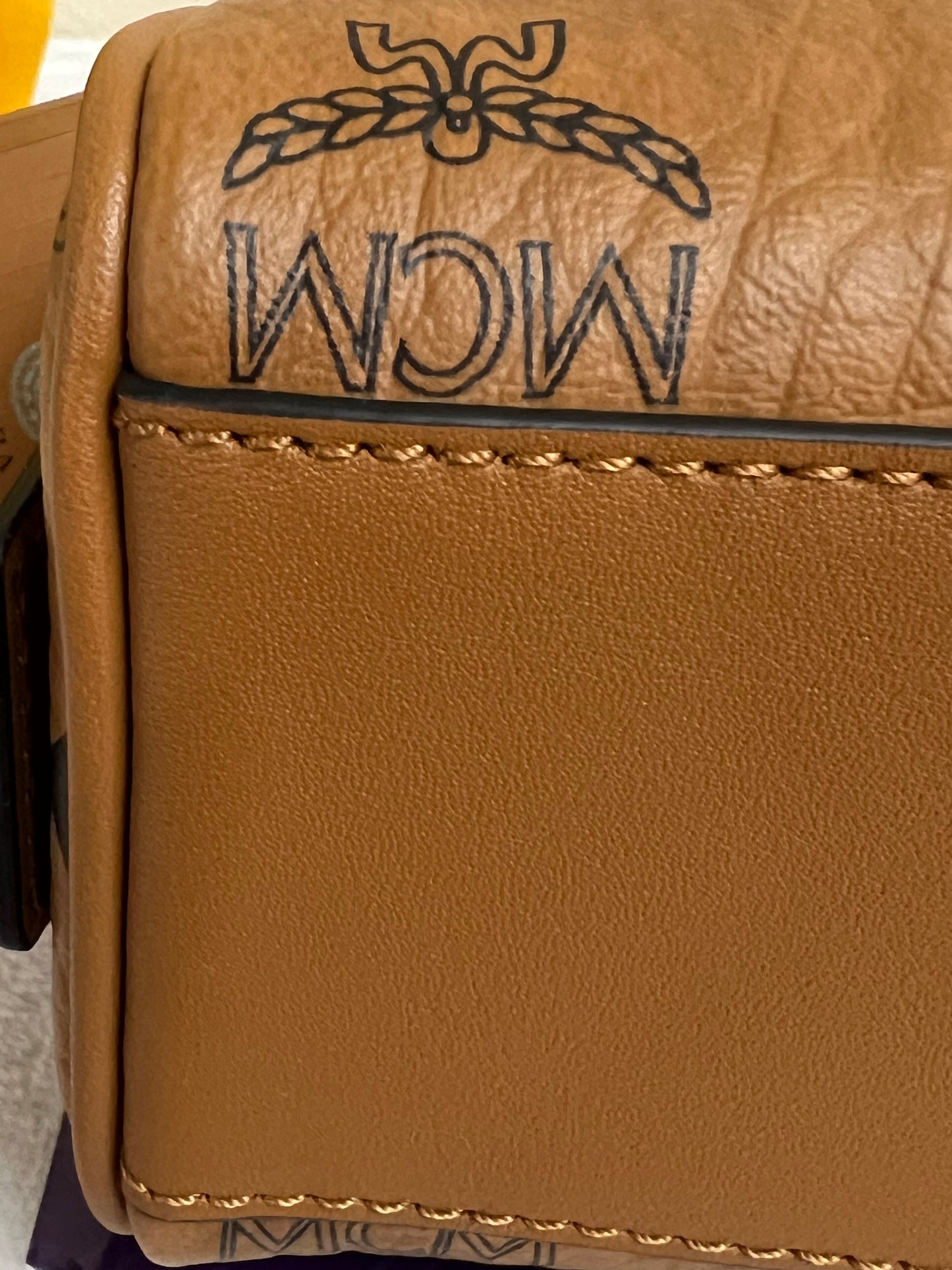 MCM MINI BOSTON COGNAC