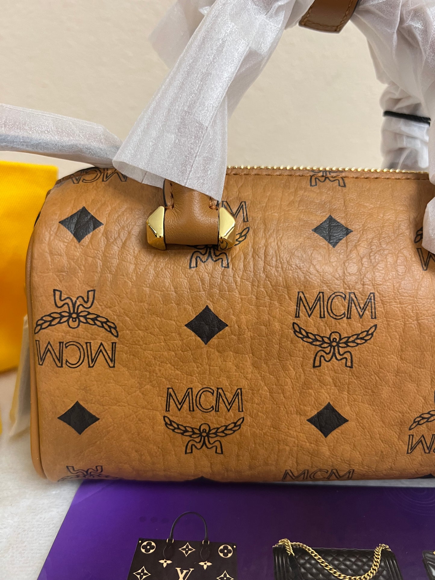 MCM MINI BOSTON COGNAC