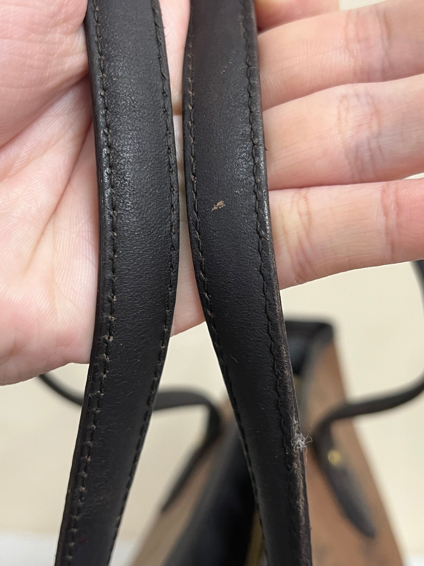 MCM CHOCO W/ BONE BLUE STRPES MM