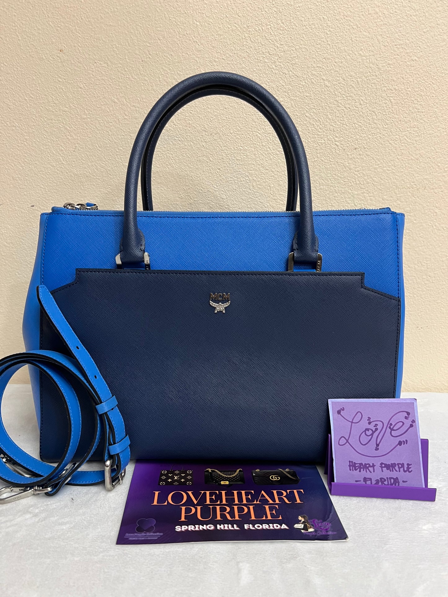 MCM SAFFIANO BLUE