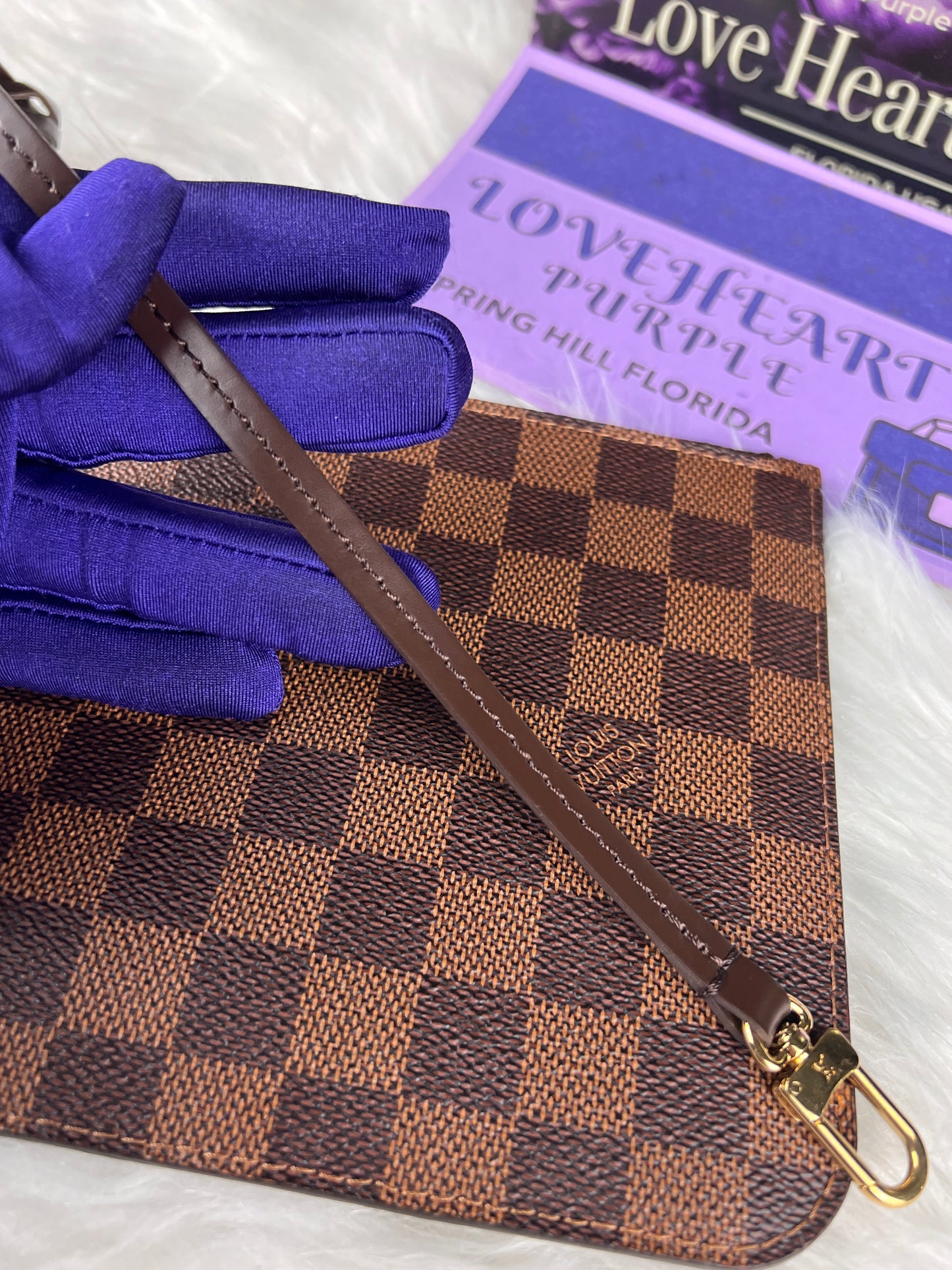 NEVERFULL POCHETTE MM DAMIER / RED INTERIOR