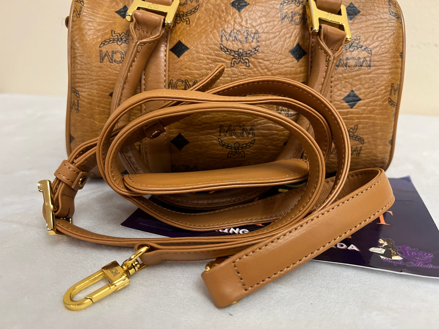 MCM COGNAC BOSTON 20 w/ STRAP