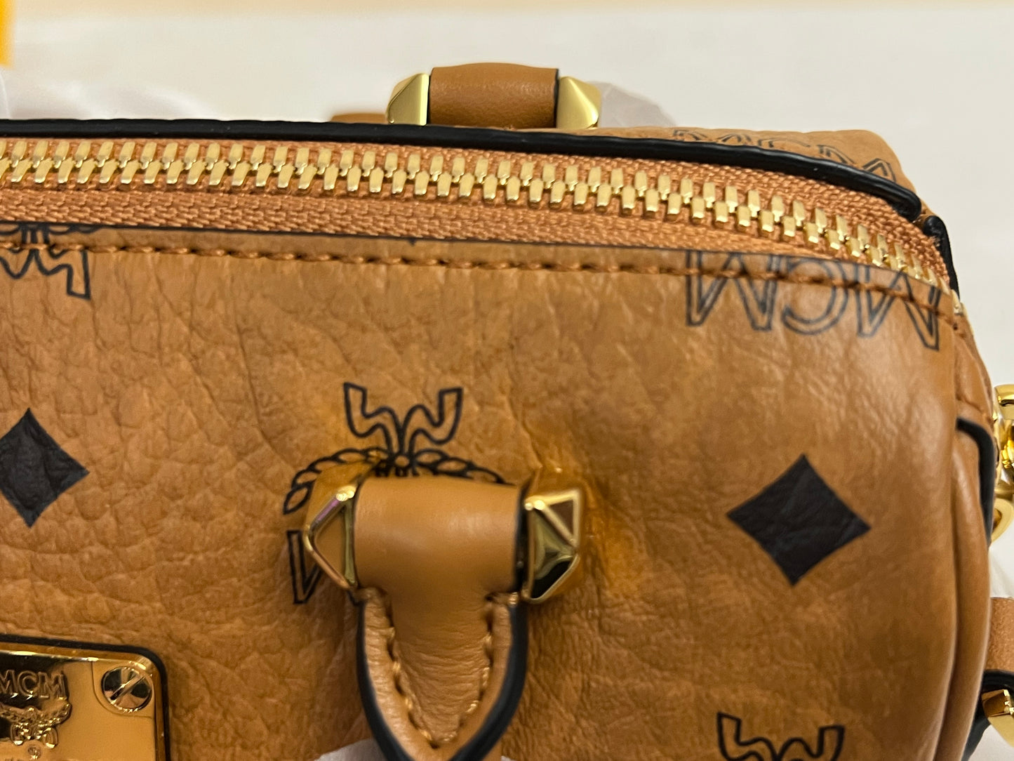 MCM MINI BOSTON COGNAC