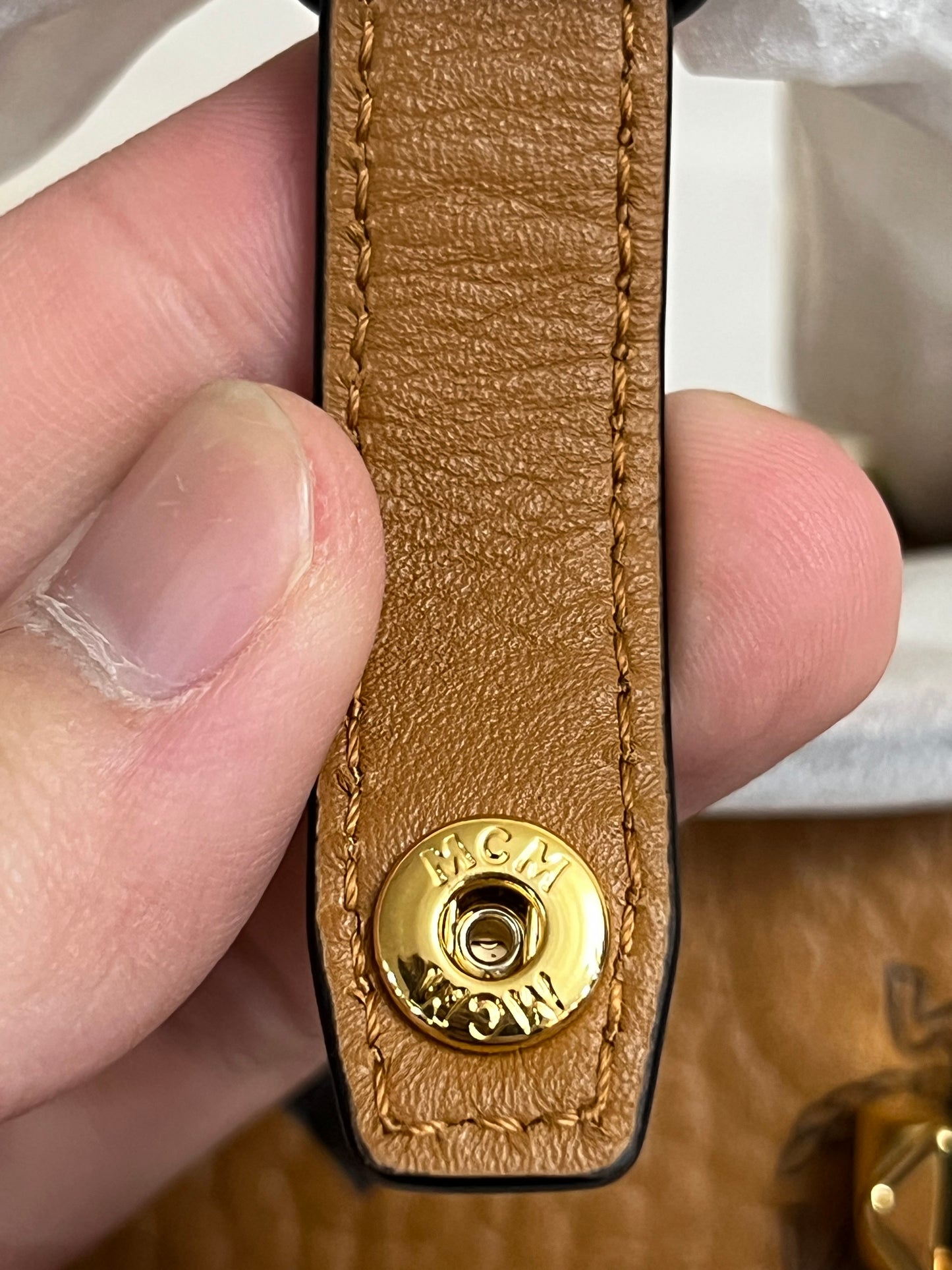 MCM MINI BOSTON COGNAC