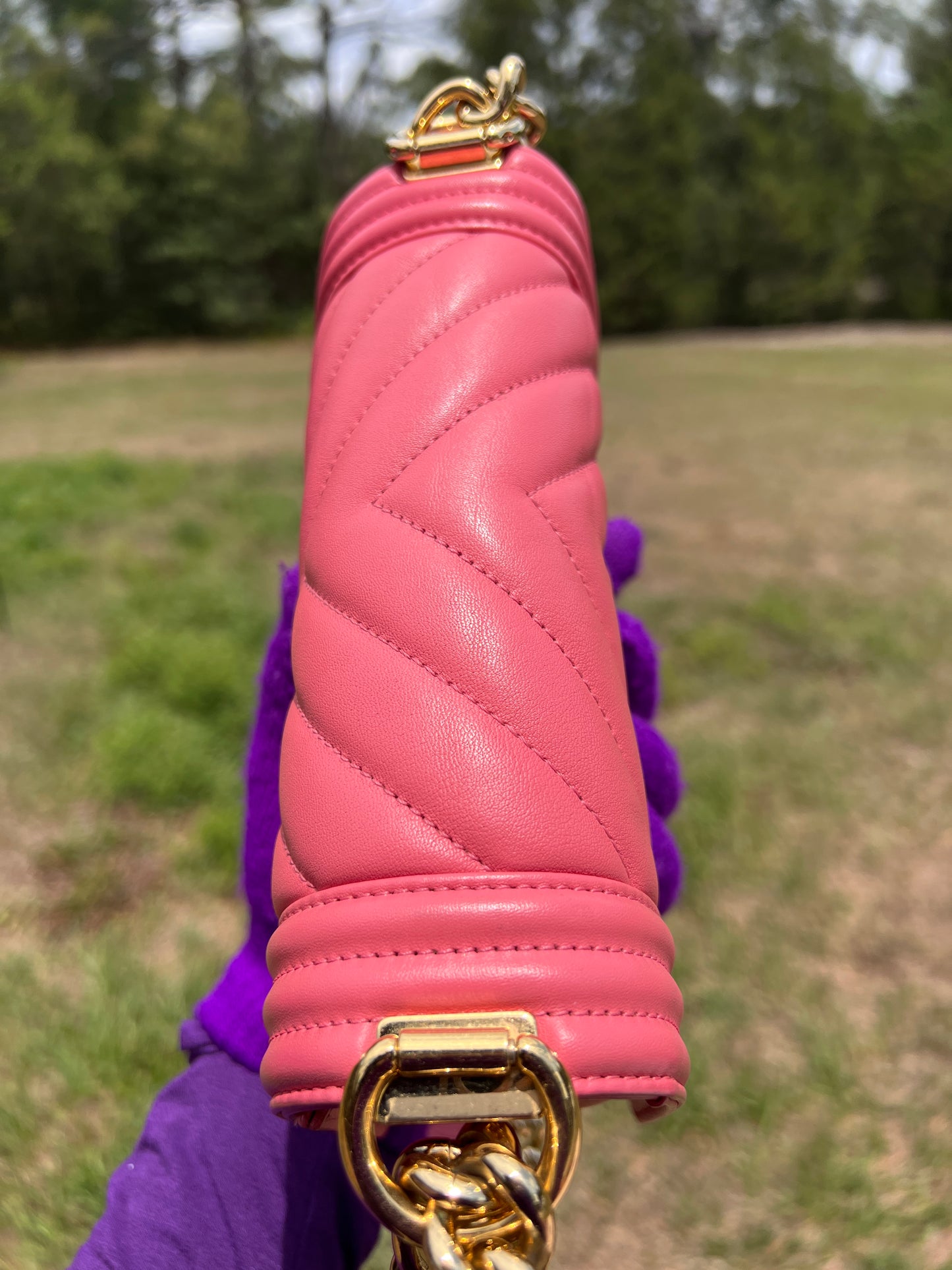 BOY FLAP CHEVRON CALFSKIN SMALL PINK