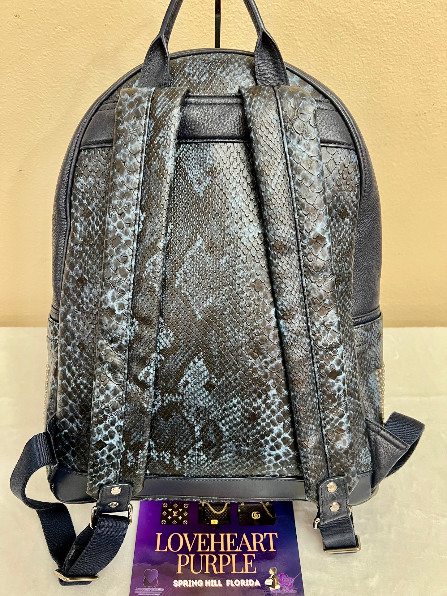 MCM BAGPACK SNAKESKIN LIMITED EDITION BLUE